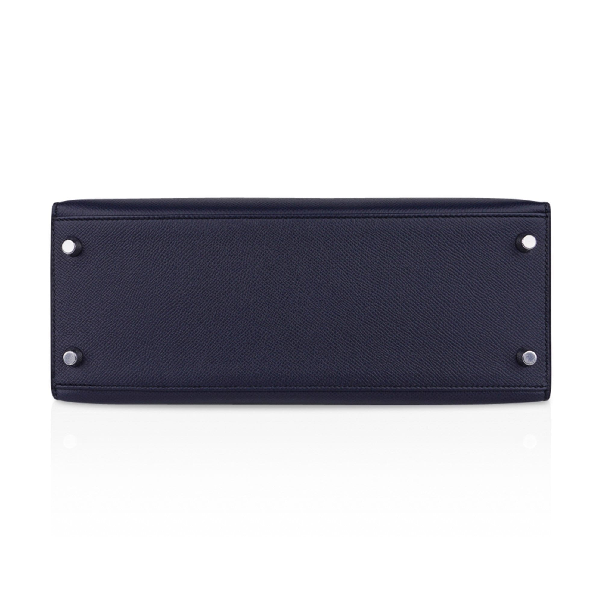 Hermes Kelly 28 Bag Blue Indigo Sellier Epsom Palladium Hardware New/Box