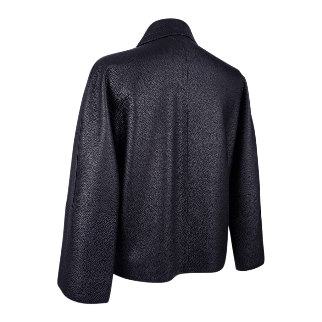 Hermes Jacket Black Deerskin Logo Buttons New w/ Tag 36/4