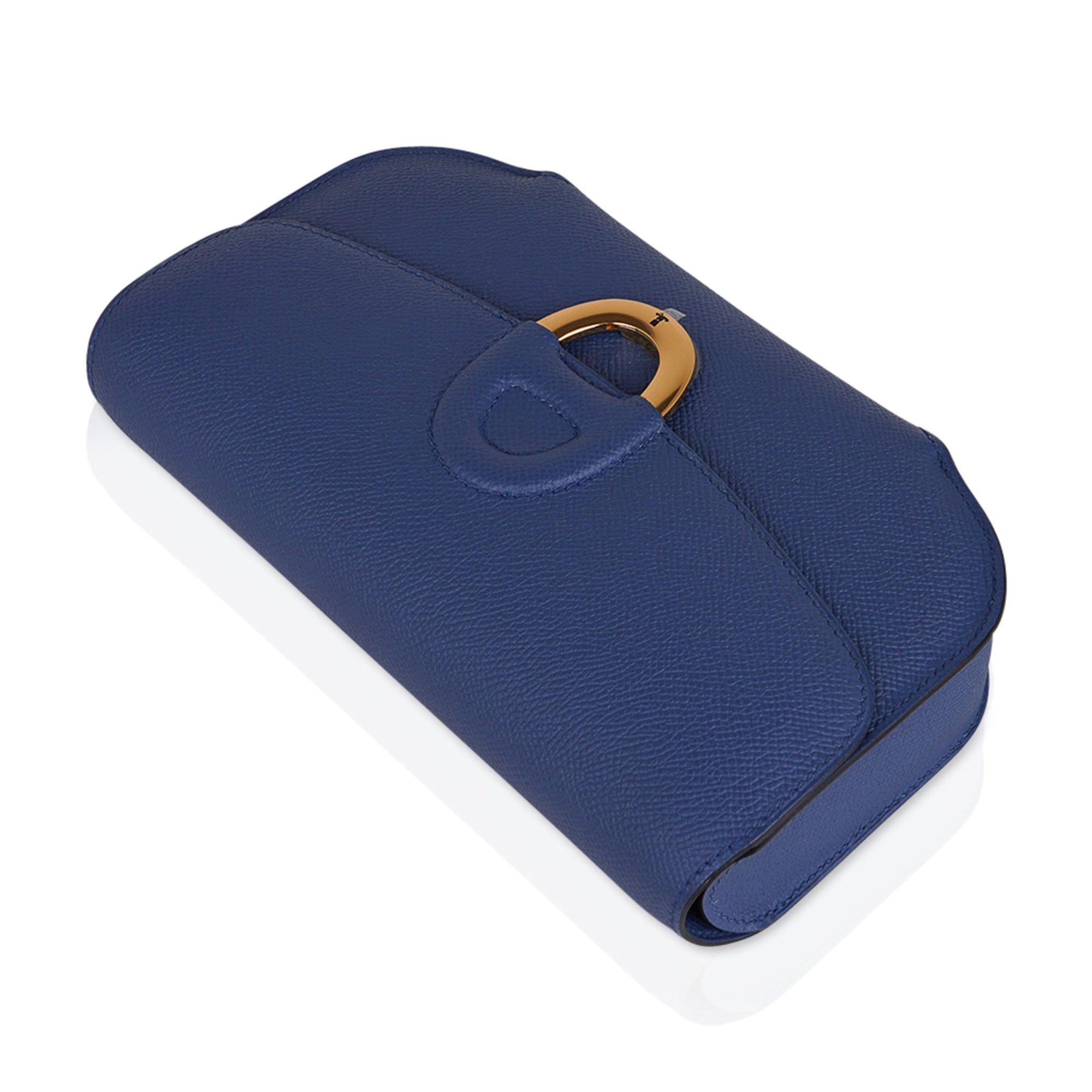 Hermes Cherche Midi 22 Blue Agate Gold Hardware Epsom Leather Clutch Limited EditionBag