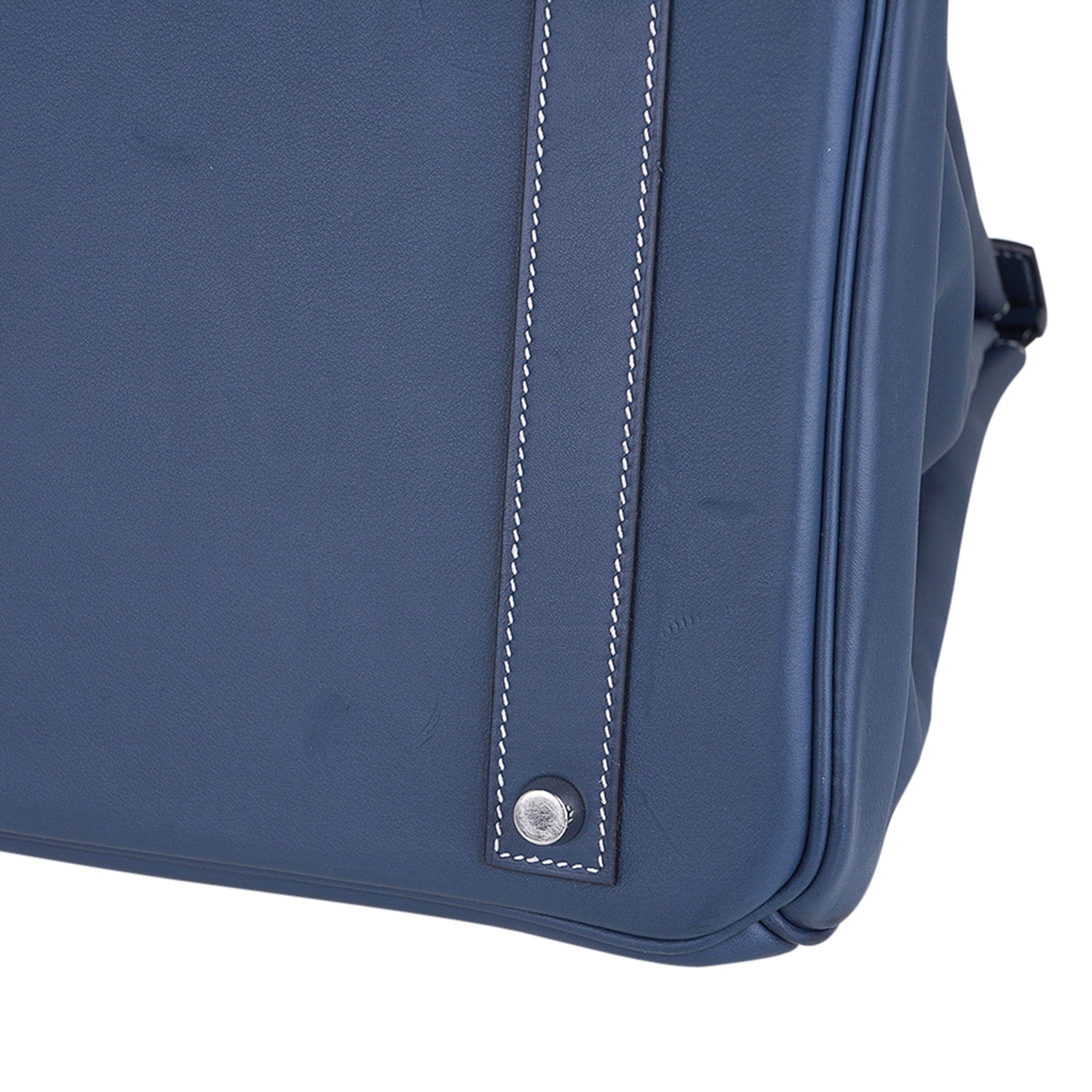 Hermes Birkin 40 Bag Ghillies Blue de Prusse w/ Blue Toile Palladium  Hardware