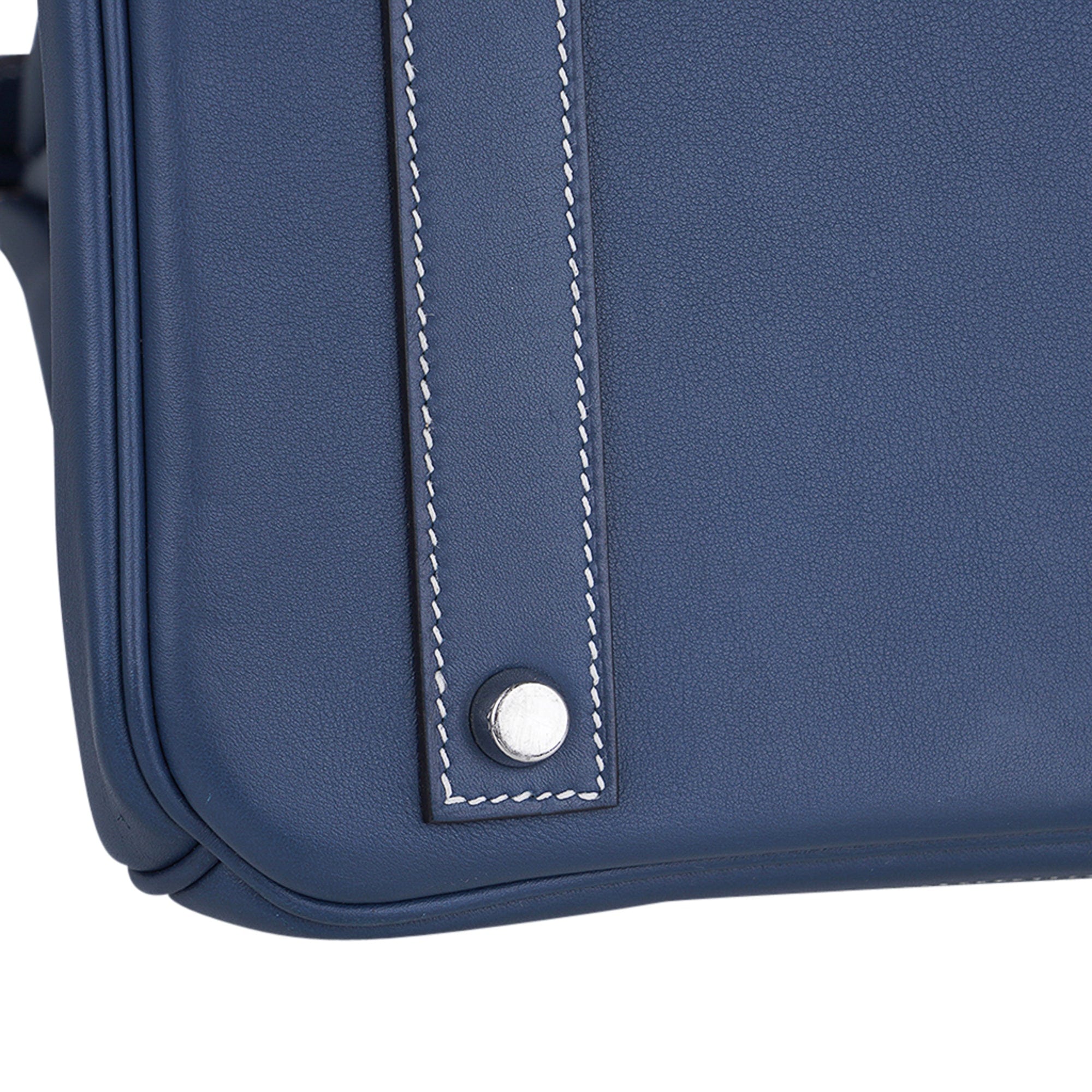 Hermes Birkin 40 Bag Blue Flag Toile / Barenia Leather Permabrass •  MIGHTYCHIC • 
