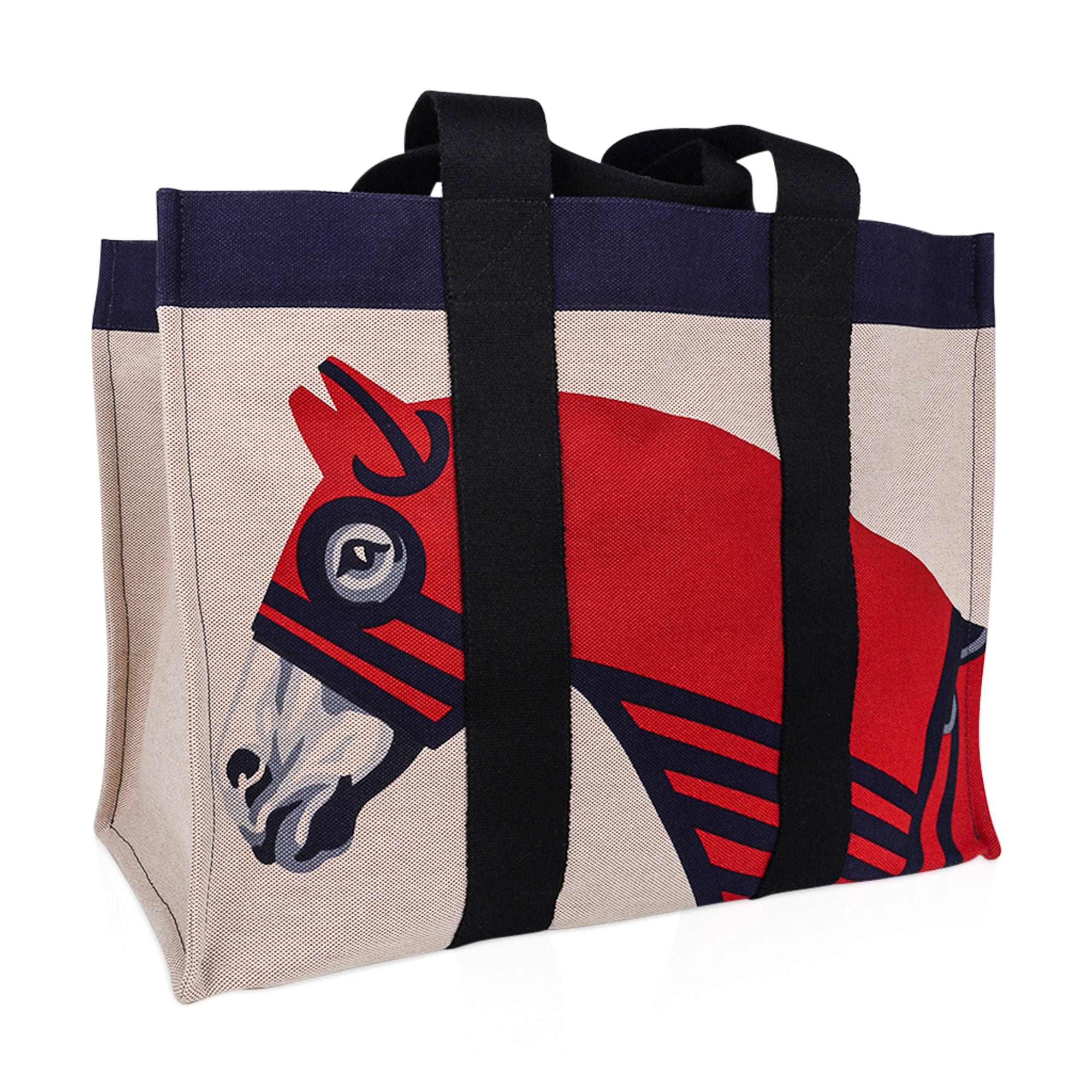 Hermes Beach Tote Bag Horse Printed Toile New