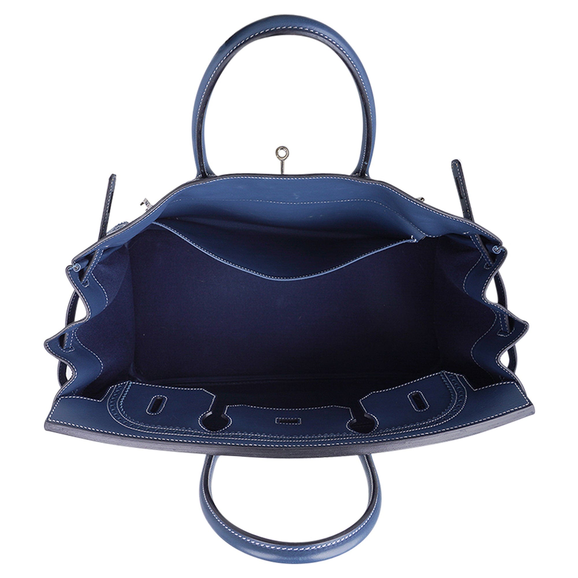 Hermes Birkin 40 Bag Ghillies Blue de Prusse w/ Blue Toile Limited Edition