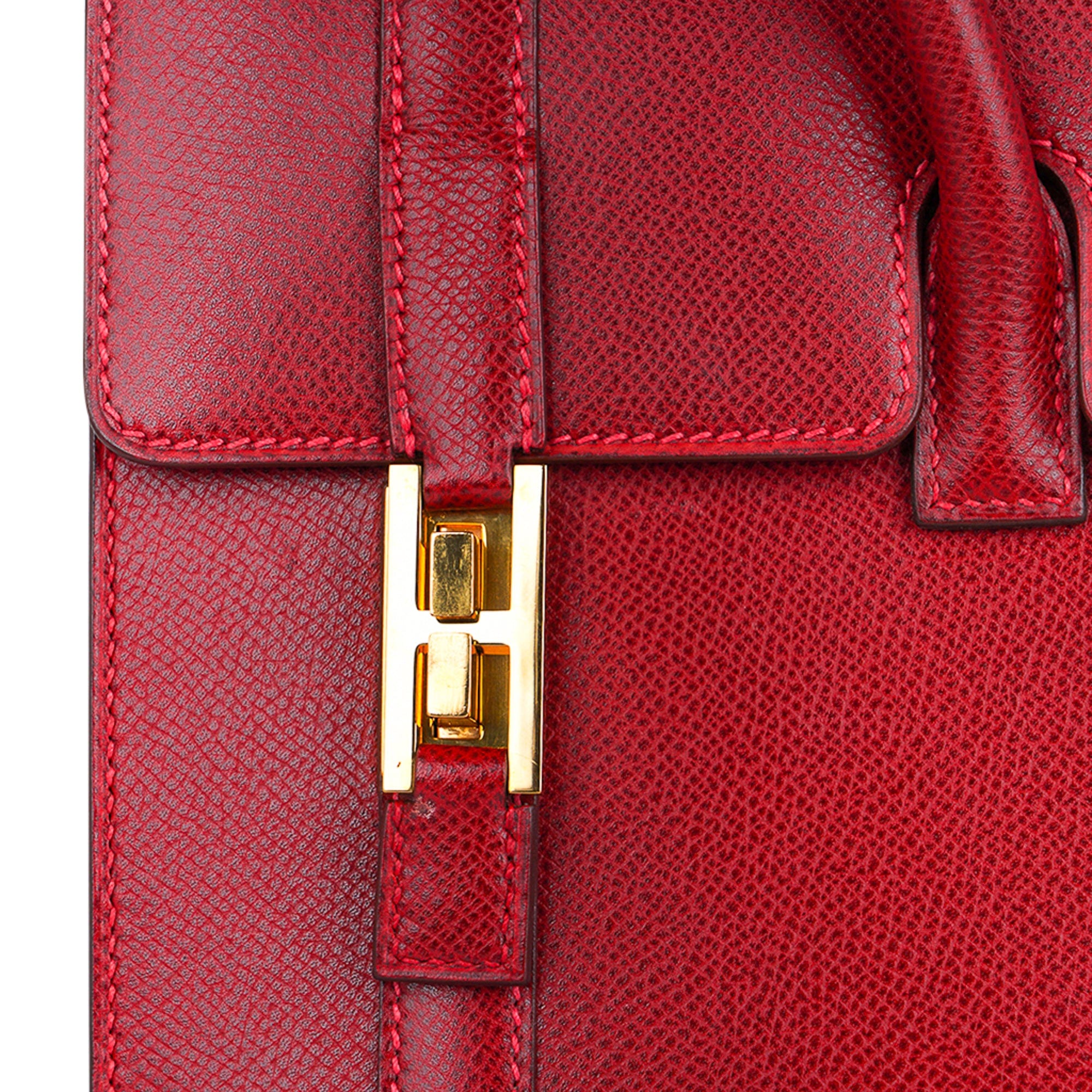 Hermes Vintage Drag Bag 32 Rouge Vif Gold Hardware  Rare