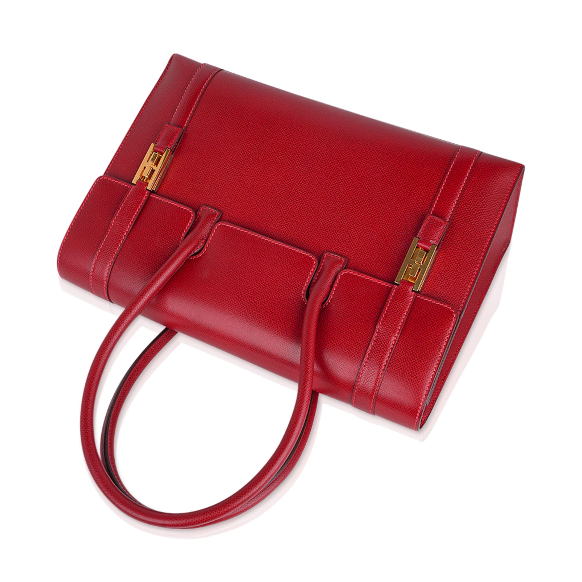 Authentic Hermes Drag 27 In Rouge H Box Calf Excellent Condition!