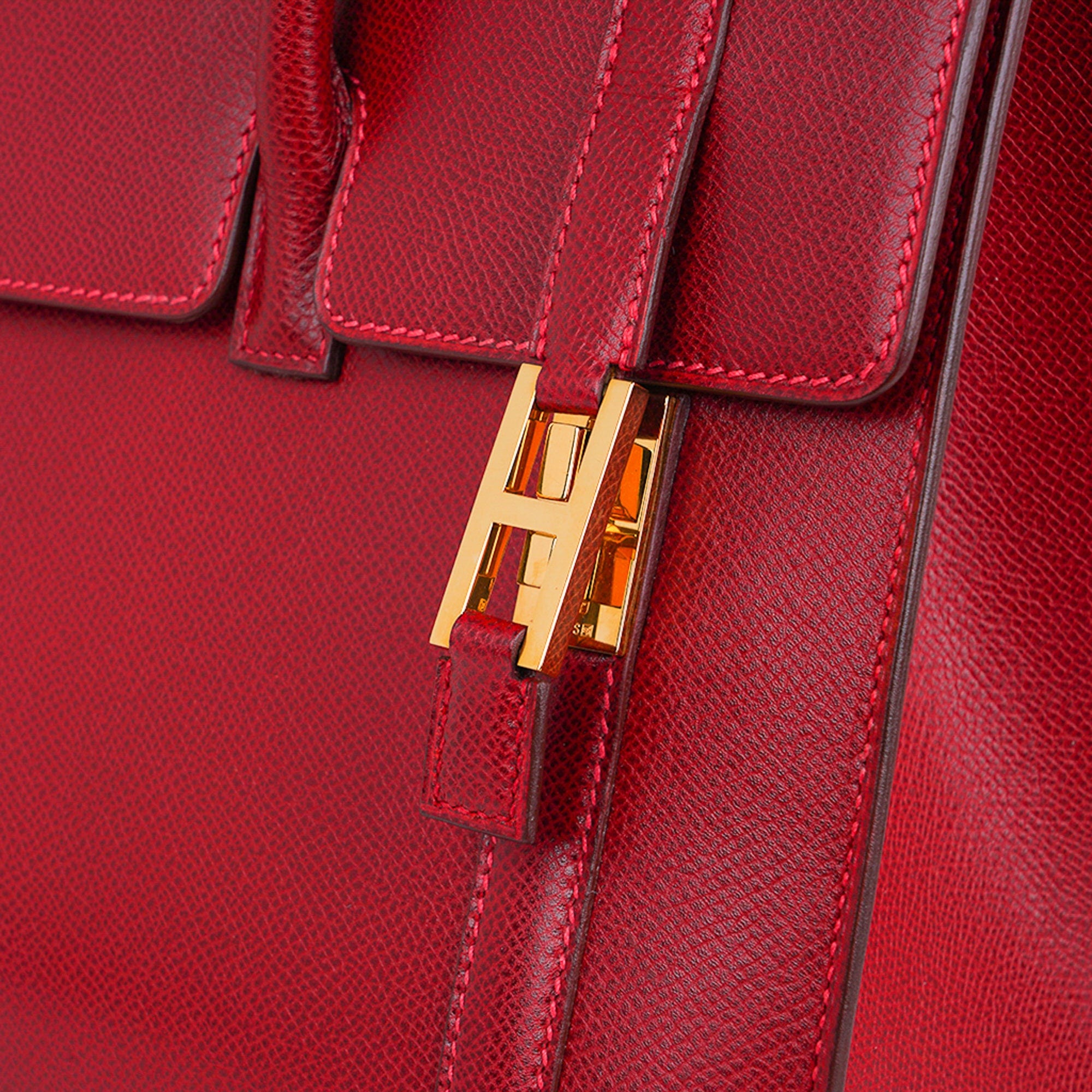 Hermes Vintage Drag Bag 32 Rouge Vif Gold Hardware  Rare