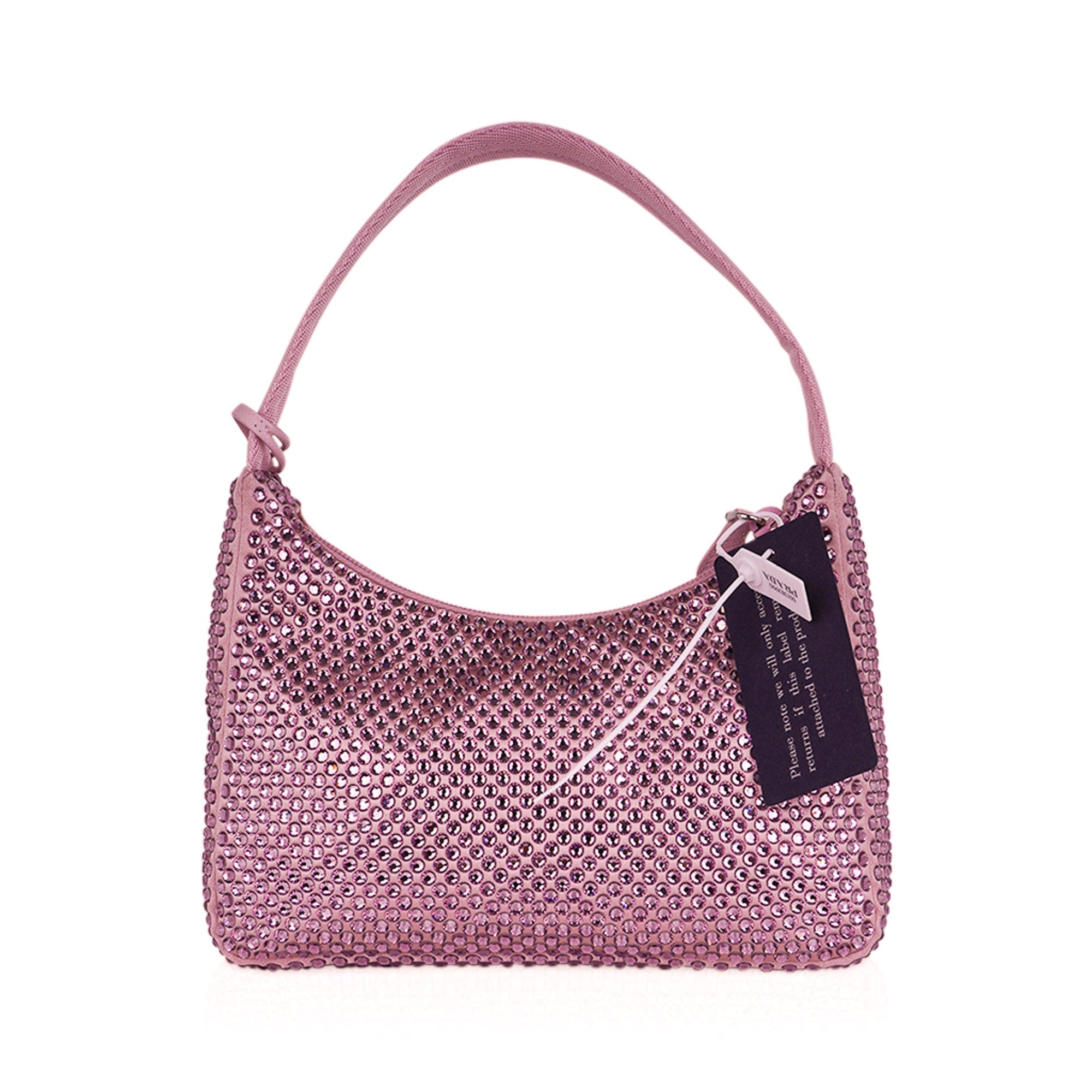 Alabaster Pink Prada Galleria Satin Mini-bag With Crystals