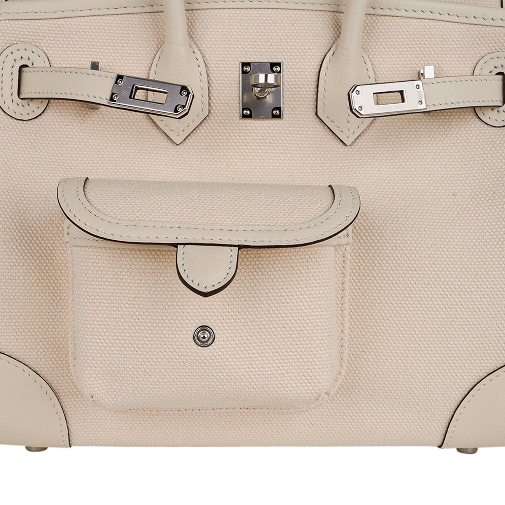 HERMÈS Limited Edition Birkin Cargo 25 Retourne handbag in Nata Swift  leather and Toile H canvas with Palladium hardware [Consigned]-Ginza Xiaoma  – Authentic Hermès Boutique