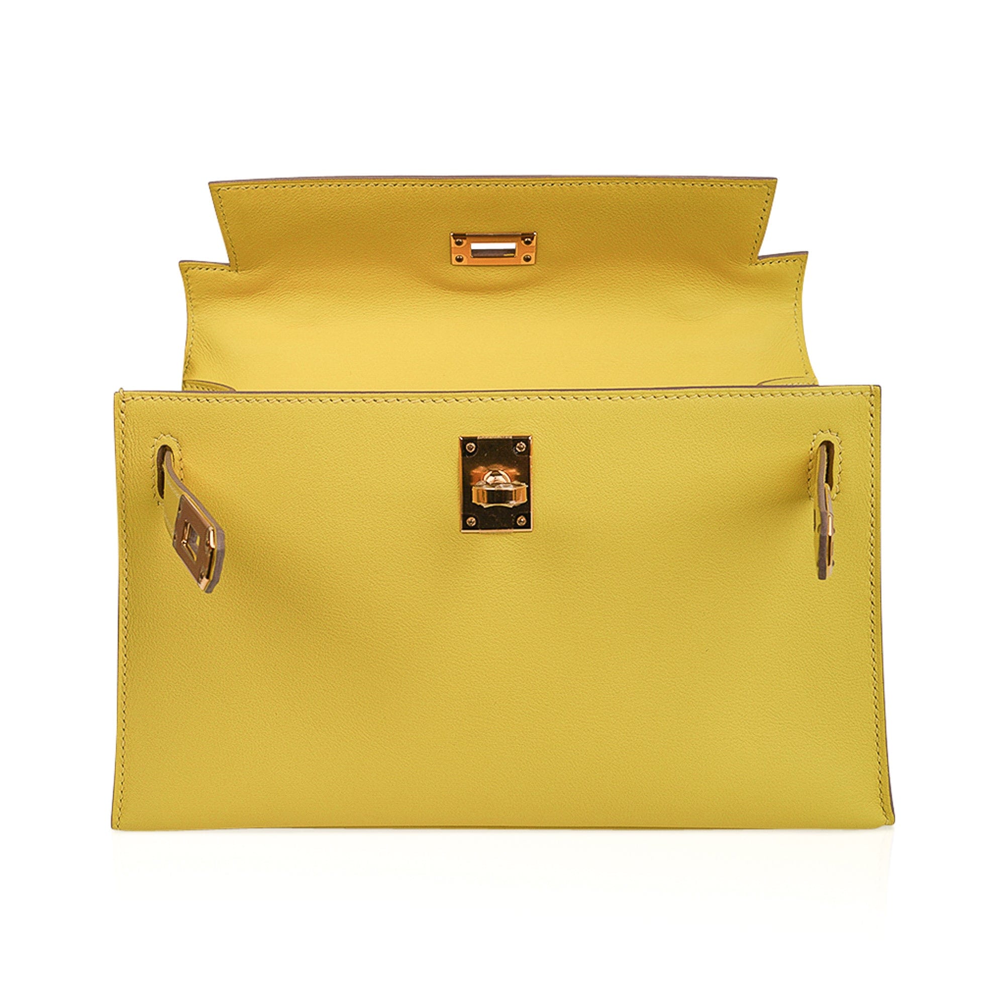 A LIME SWIFT LEATHER KELLY POCHETTE WITH GOLD HARDWARE, HERMÈS