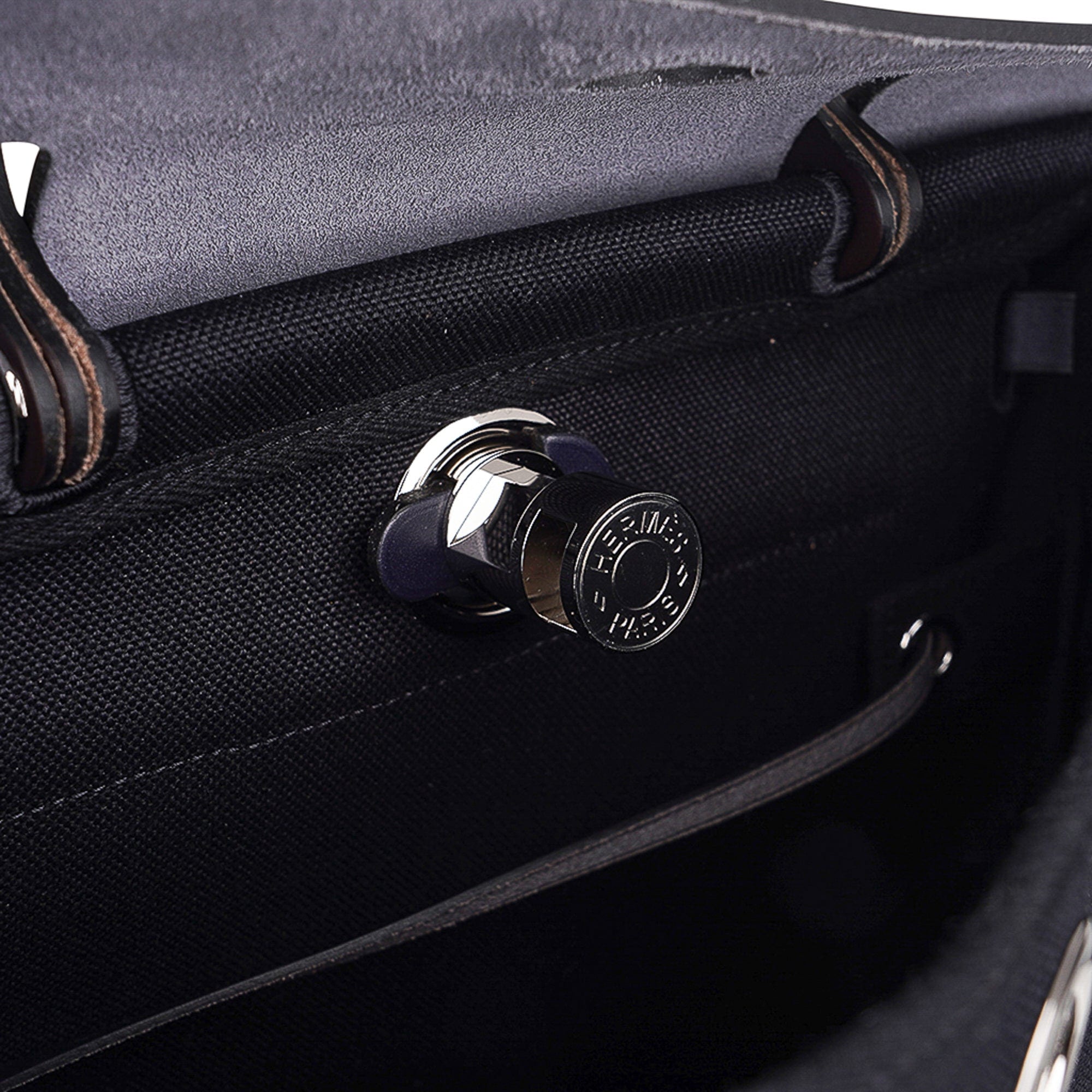 Hermès Black And White Toile GM Retourne Zip Herbag Cabine 50