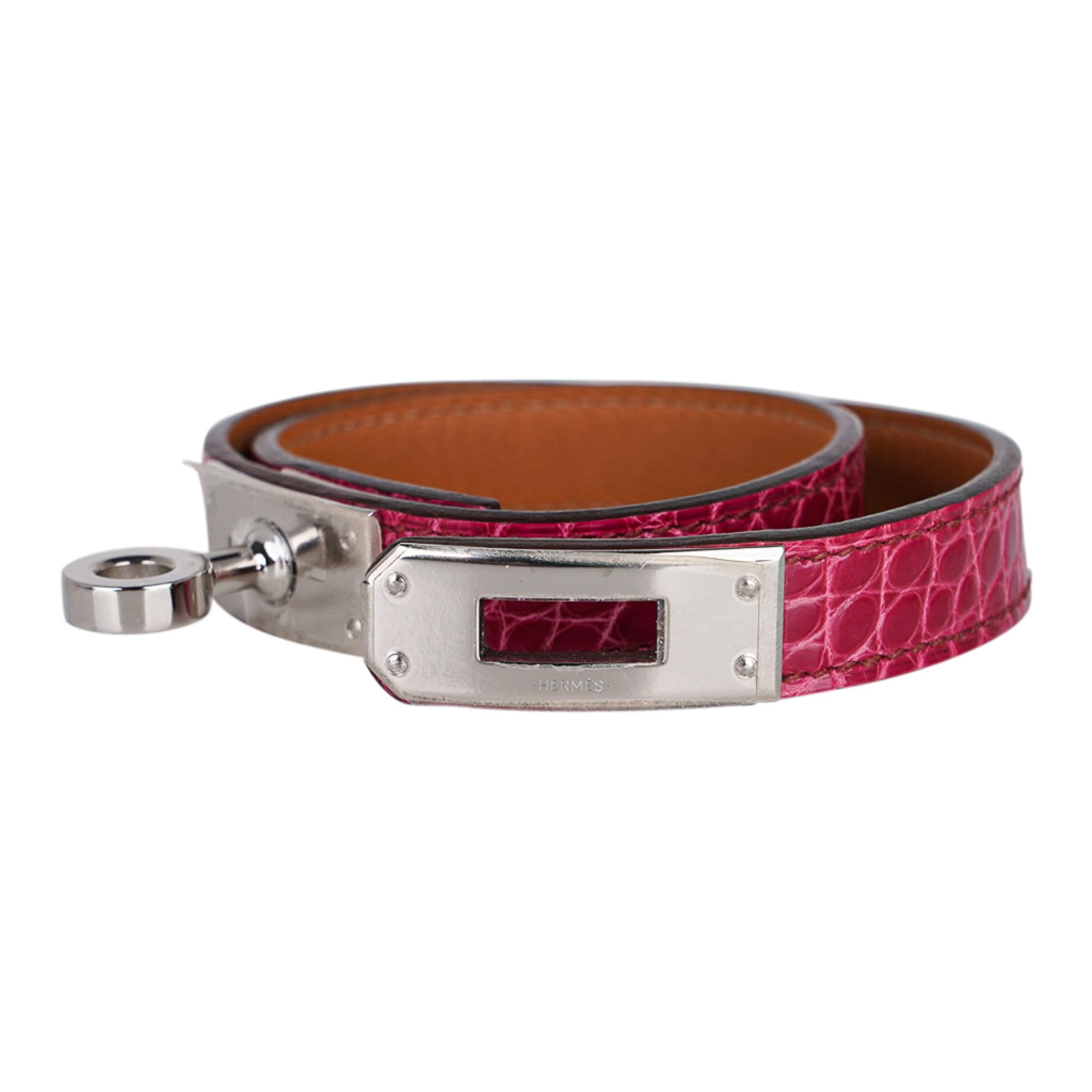 HERMES Kelly Double Tour Bracelet Rose Pourpre PHW *New - Timeless Luxuries