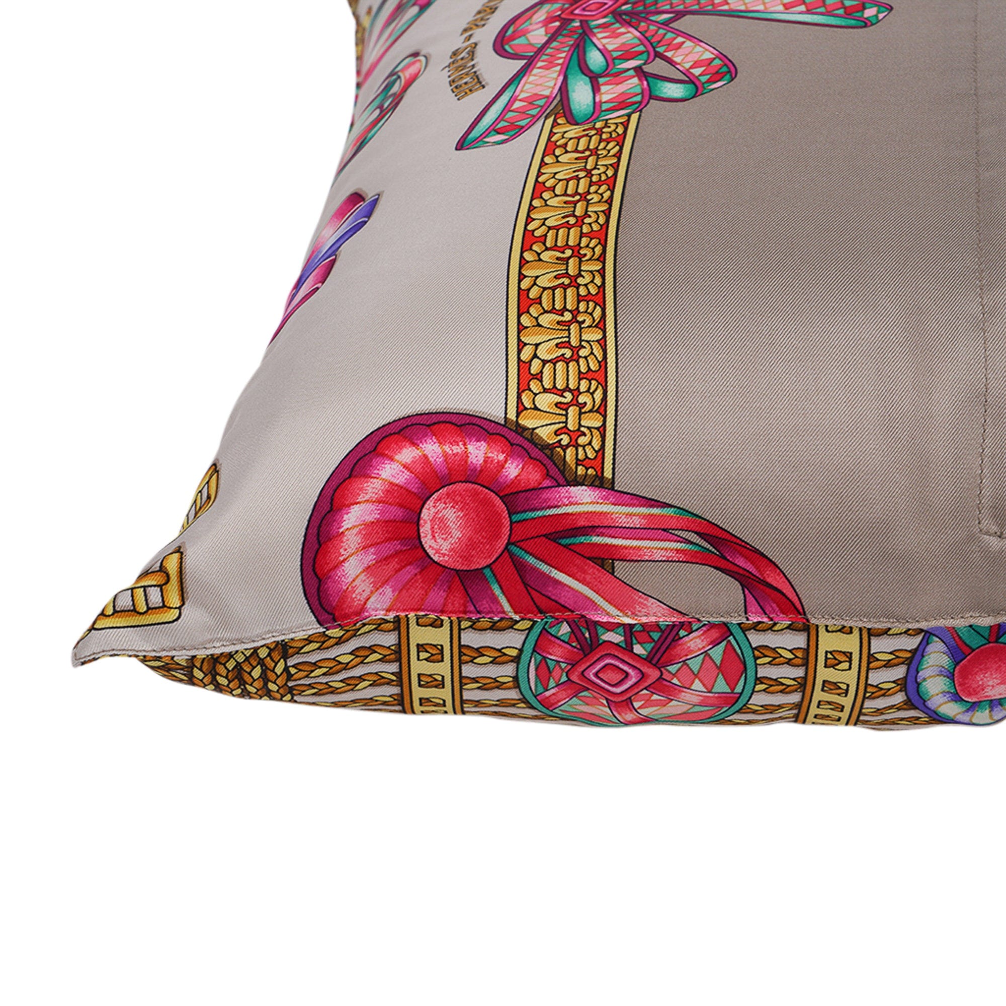 Hermes Pillow Silk Scarf Print Les Rubans du Cheval Vintage – Mightychic