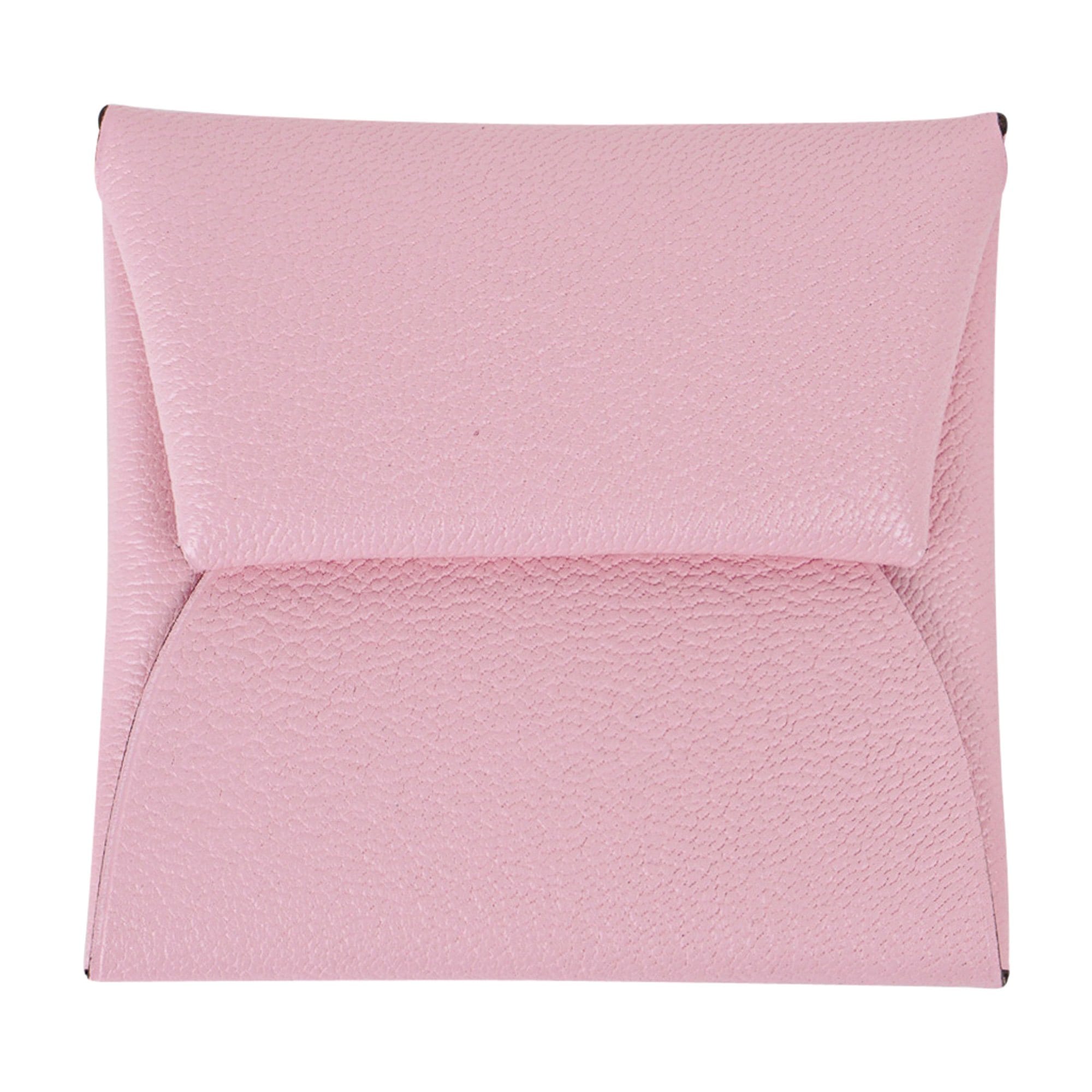 Hermes Bastia Change Purse Rose Sakura Pink Chevre Leather