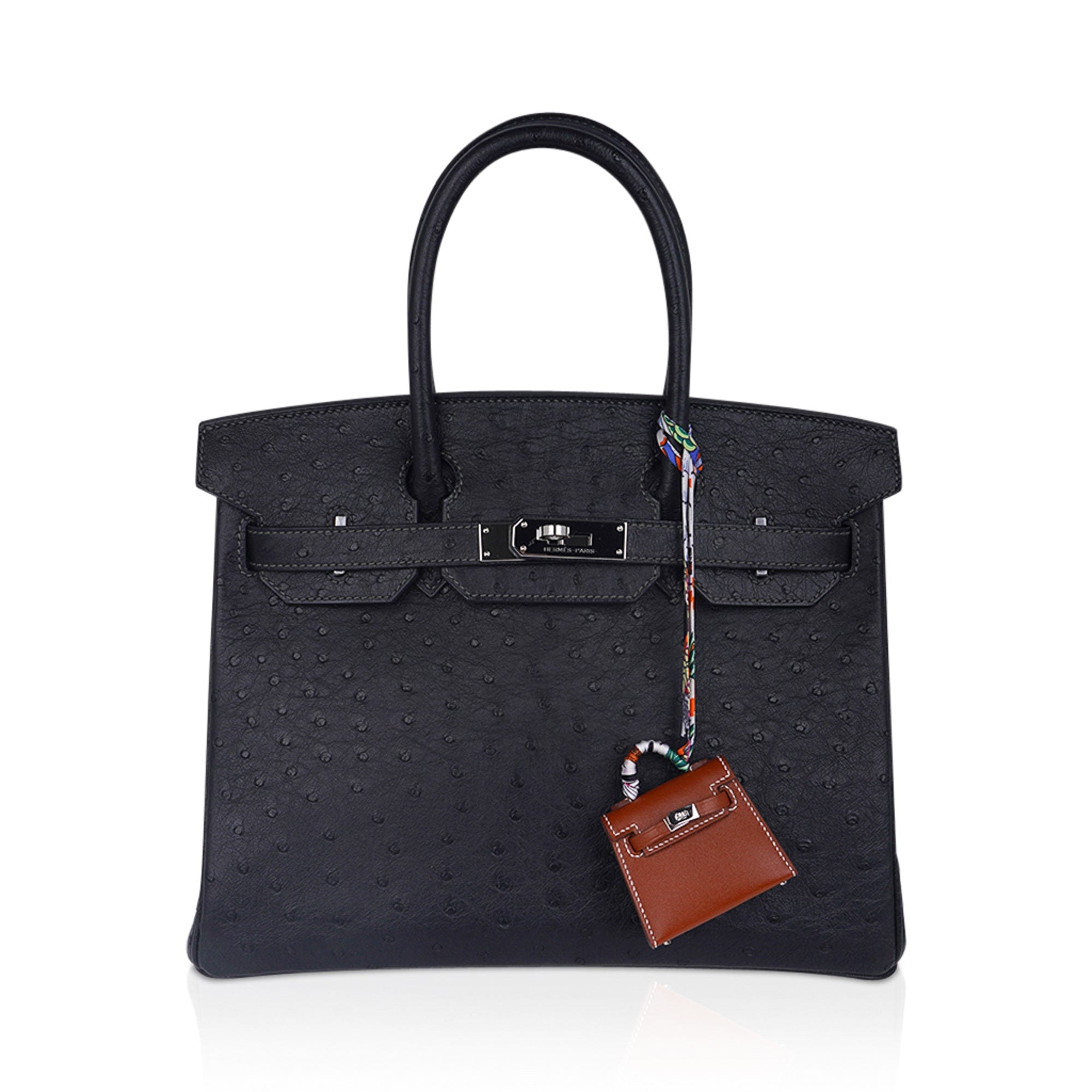 Hermes Kelly Twilly Bag Charm Fauve w/ Palladium Tadelakt Leather New w/Box  For Sale at 1stDibs