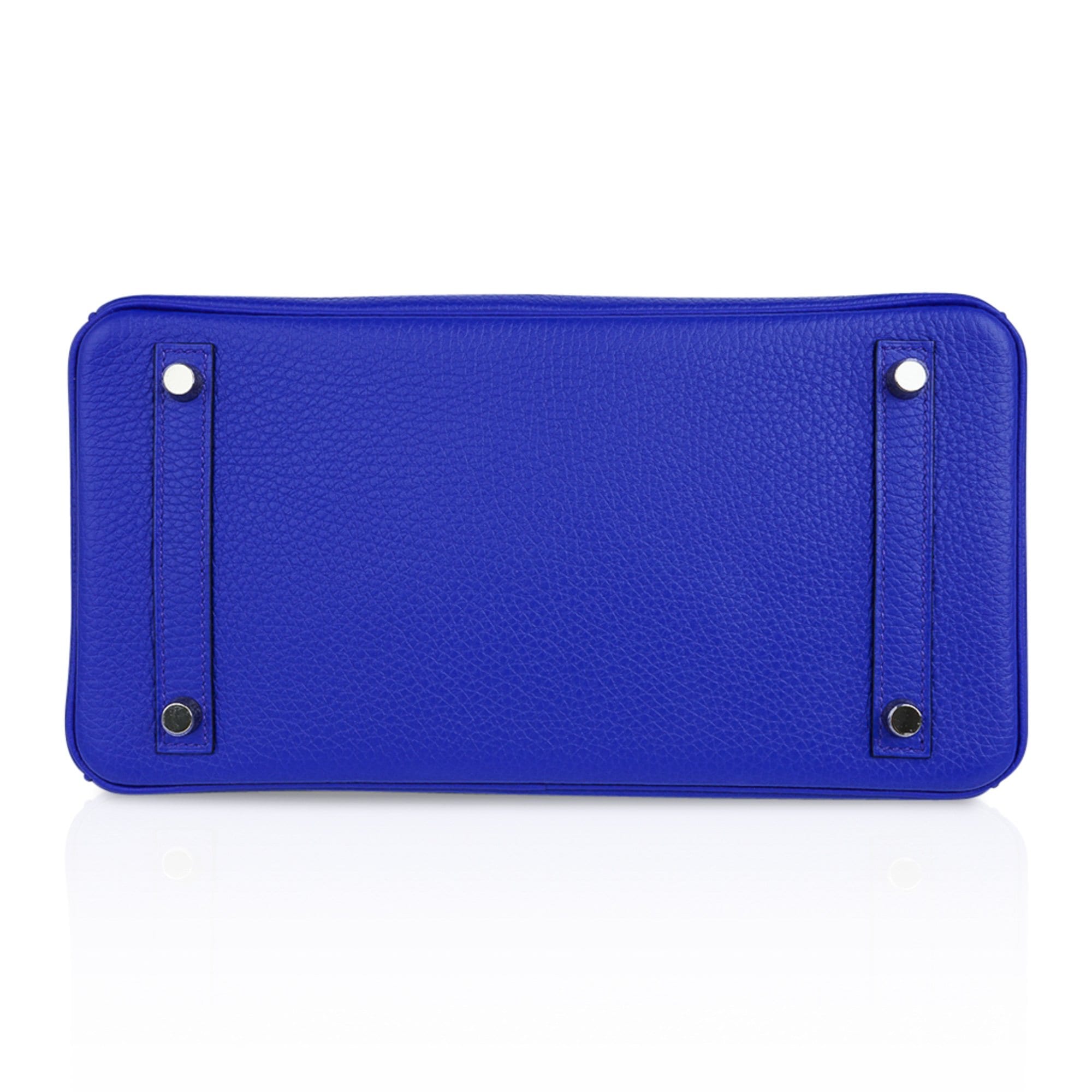 Hermes Birkin Handbag Blue Clemence with Palladium Hardware 30 Blue  224797233