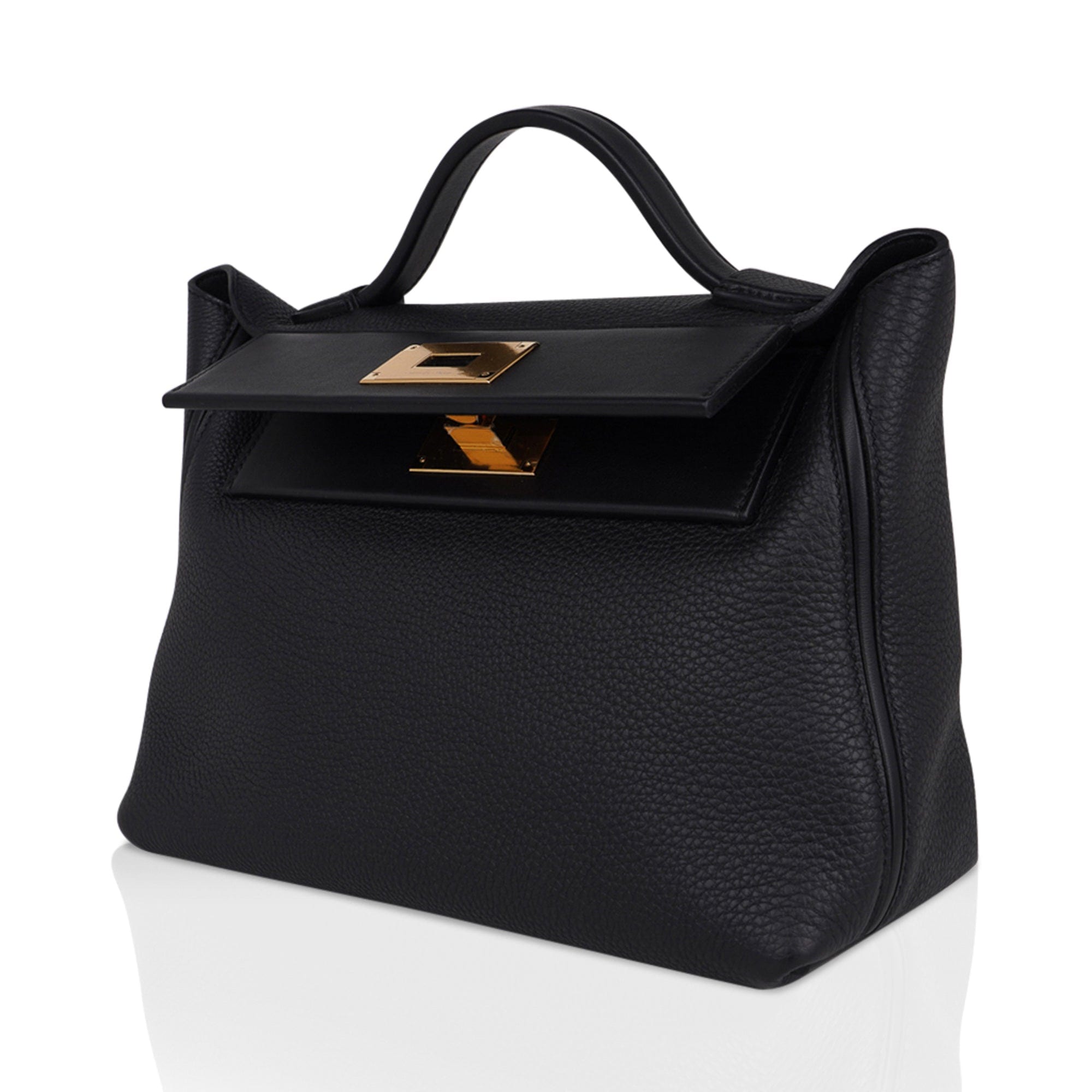 Hermès - Hermès 24/24 29 Taurillon Clemence Leather Handbag-Gold Gold Silver