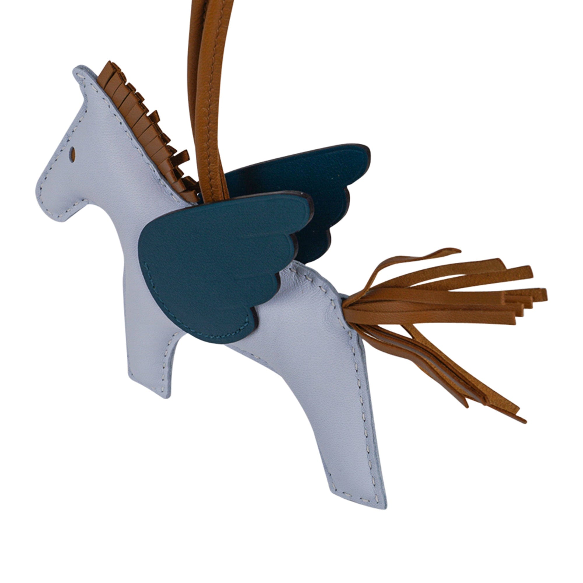 Hermes Rodeo charm Pegasus PM Blue brume/Sesame/Vert bosphore Agneau/Swift  leather