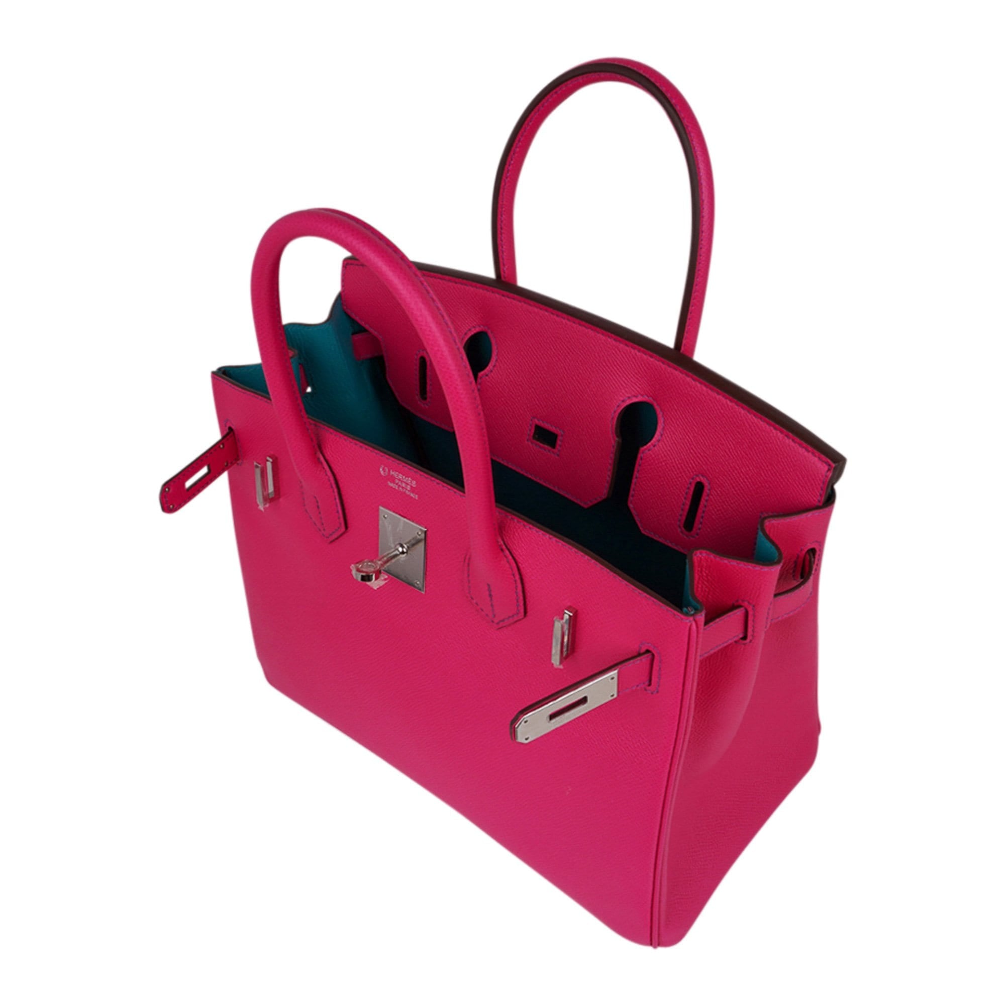 Hermes Pink Rose Confetti Rose Tyrien Bamboo (Bambou) Epsom Birkin 30  Handbag