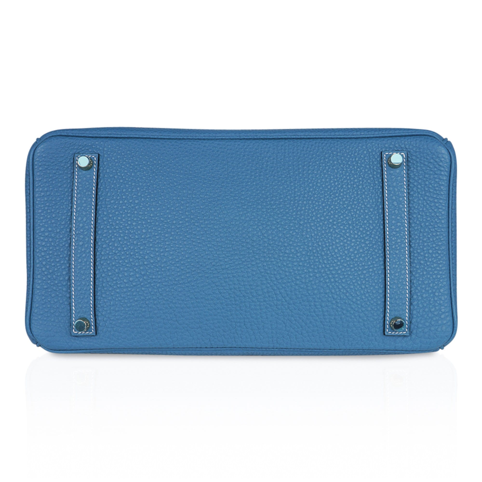 Hermes Birkin 35 Bag Iconic Rare Blue Jean Togo Gold Hardware • MIGHTYCHIC  • 