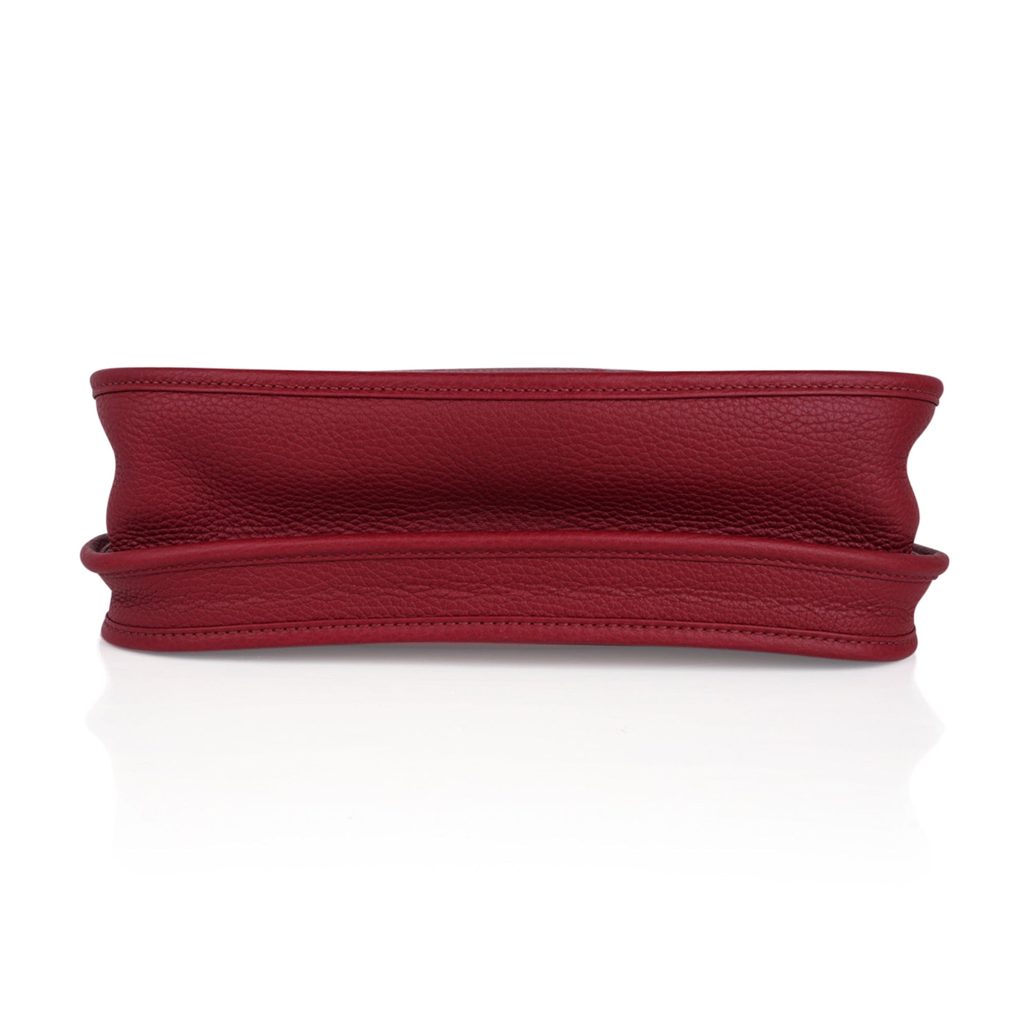 Lot - Hermes Rouge Red 'Evelyne PM' Leather Bag