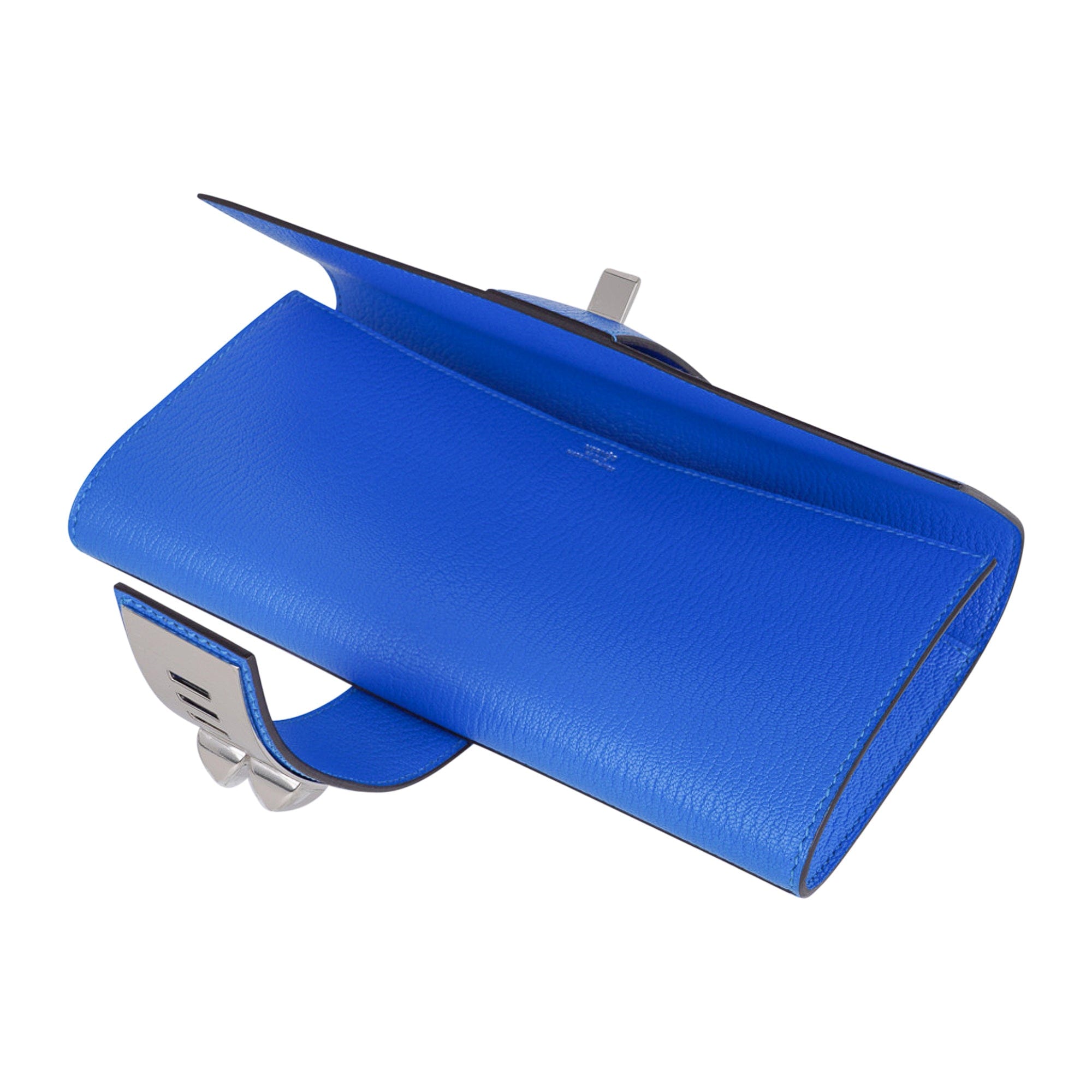 Hermes Medor Clutch Bag Blue Hydra Palladium Hardware • MIGHTYCHIC