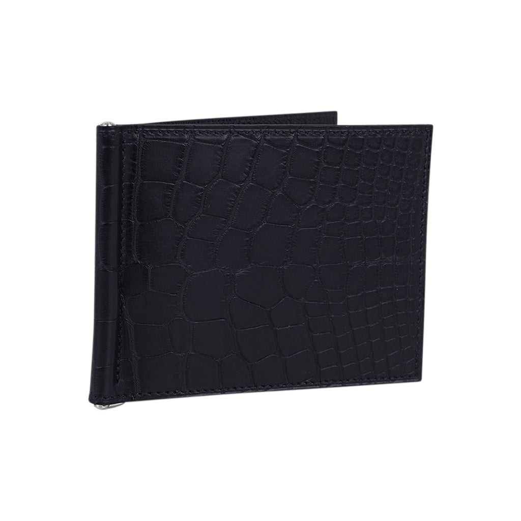 Hermes Poker Compact Wallet Black Matte Alligator – Mightychic