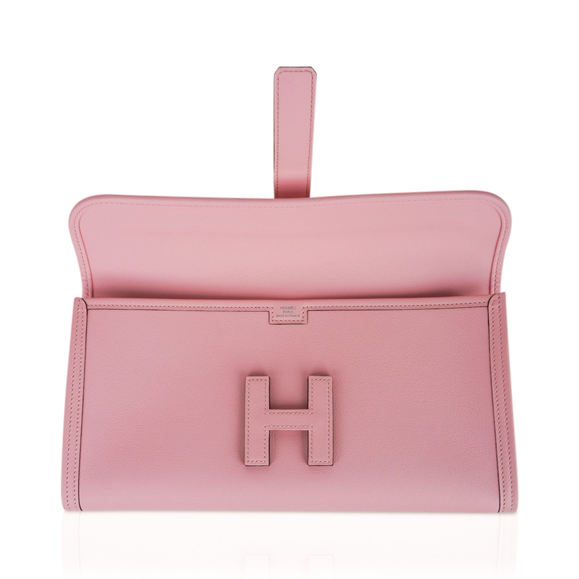 Hermès Jige Elan 29 Clutch Bag In Mauve Pale Swift Leather in Pink