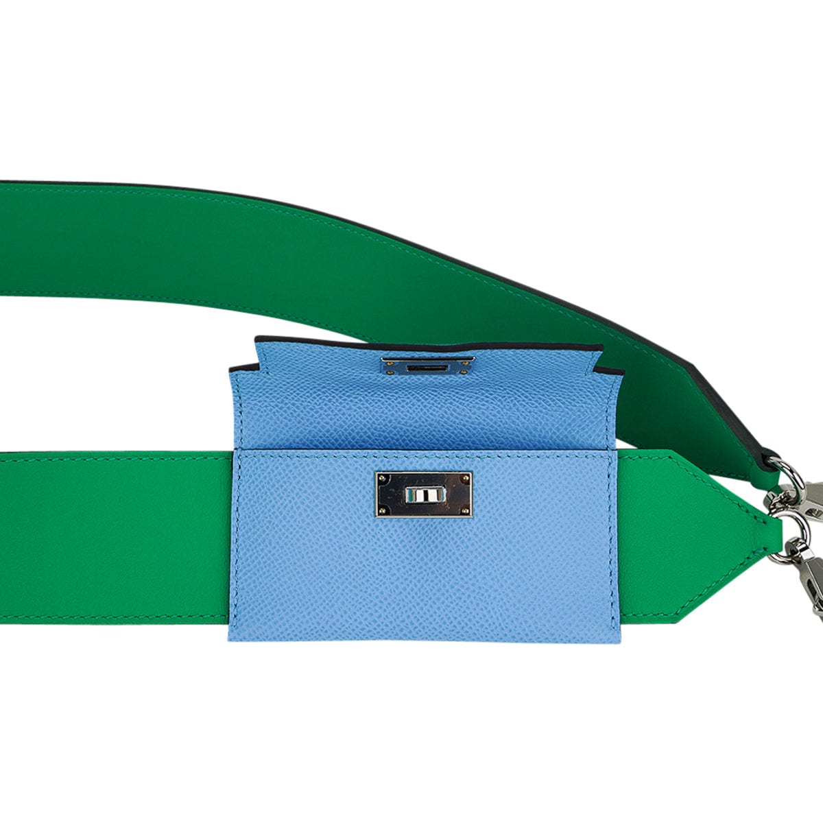 Hermes Kelly Pocket Bag Strap Blue De Malte Palladium Hardware PM