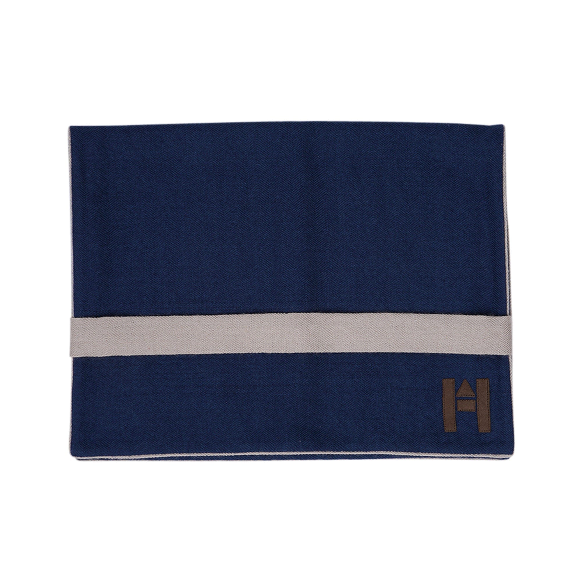 Hermes Traveler with Case Blanket Blue / Cream Cashmere