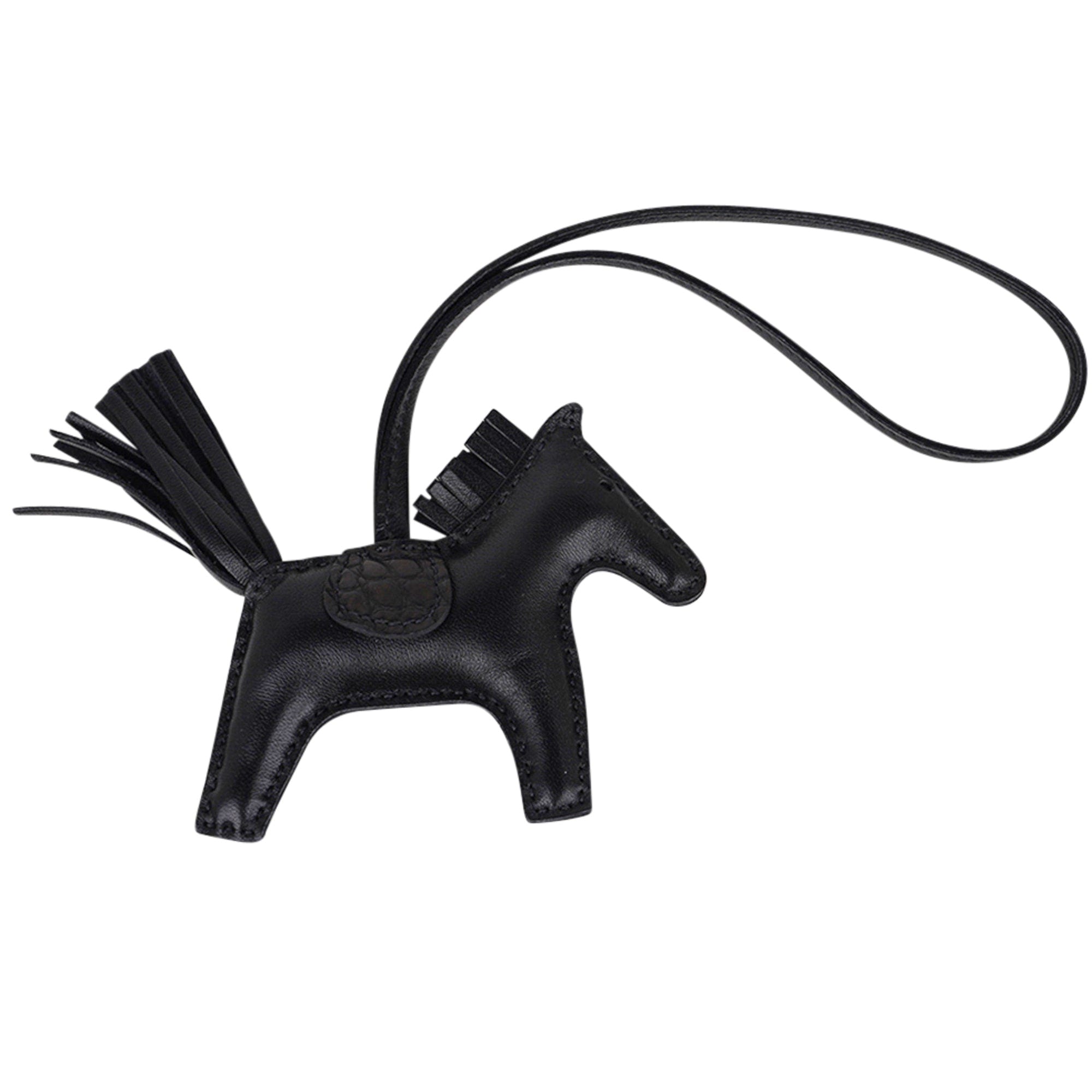 Hermes SO Black Horse Rodeo Lizard Touch Bag Charm PM – Madison Avenue  Couture