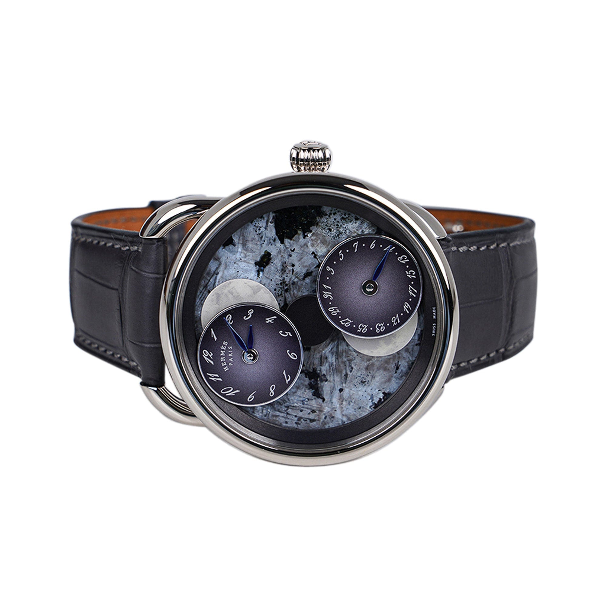 Hermès Men's Arceau L'heure de La Lune Granite Edition WG Watch in Grey, White Gold, Automatic | Govberg W056298WW00