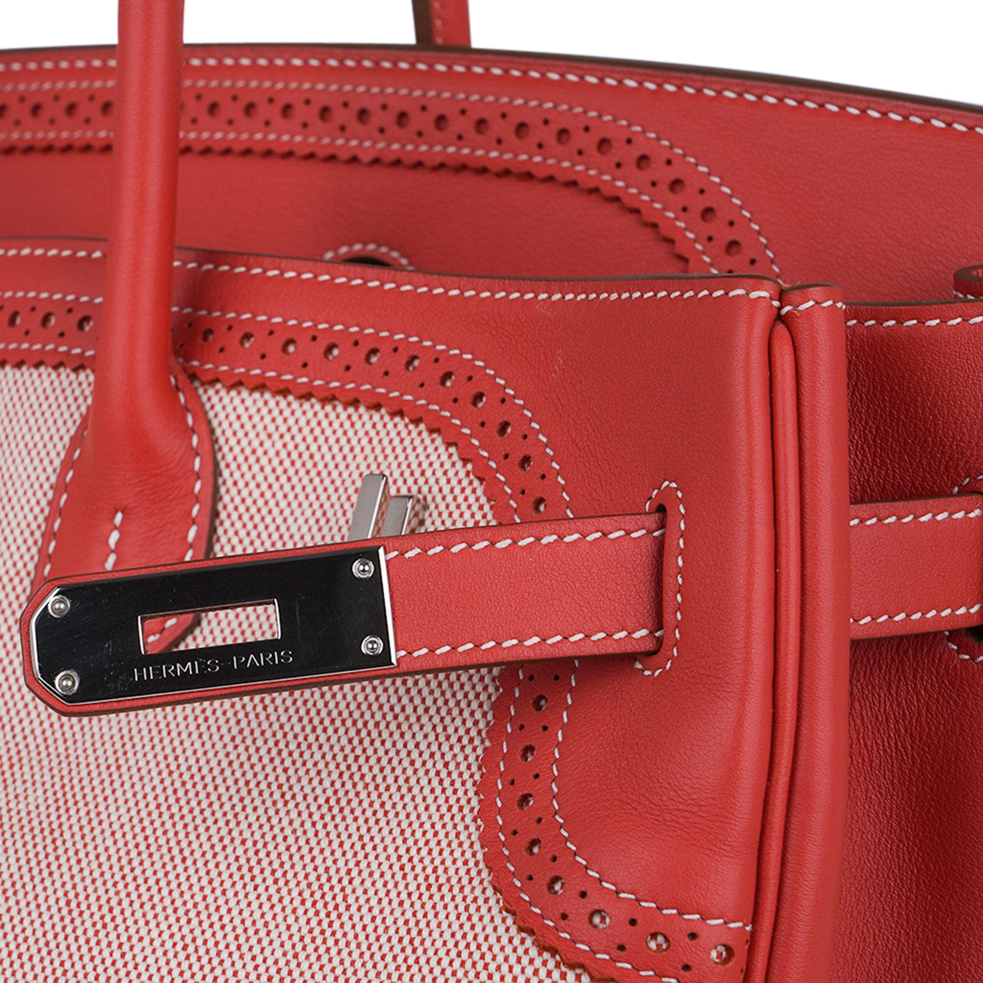 Hermes Limited Edition Birkin 35 Ghillies Bag Sanguine Toile & Swift L –  Mightychic