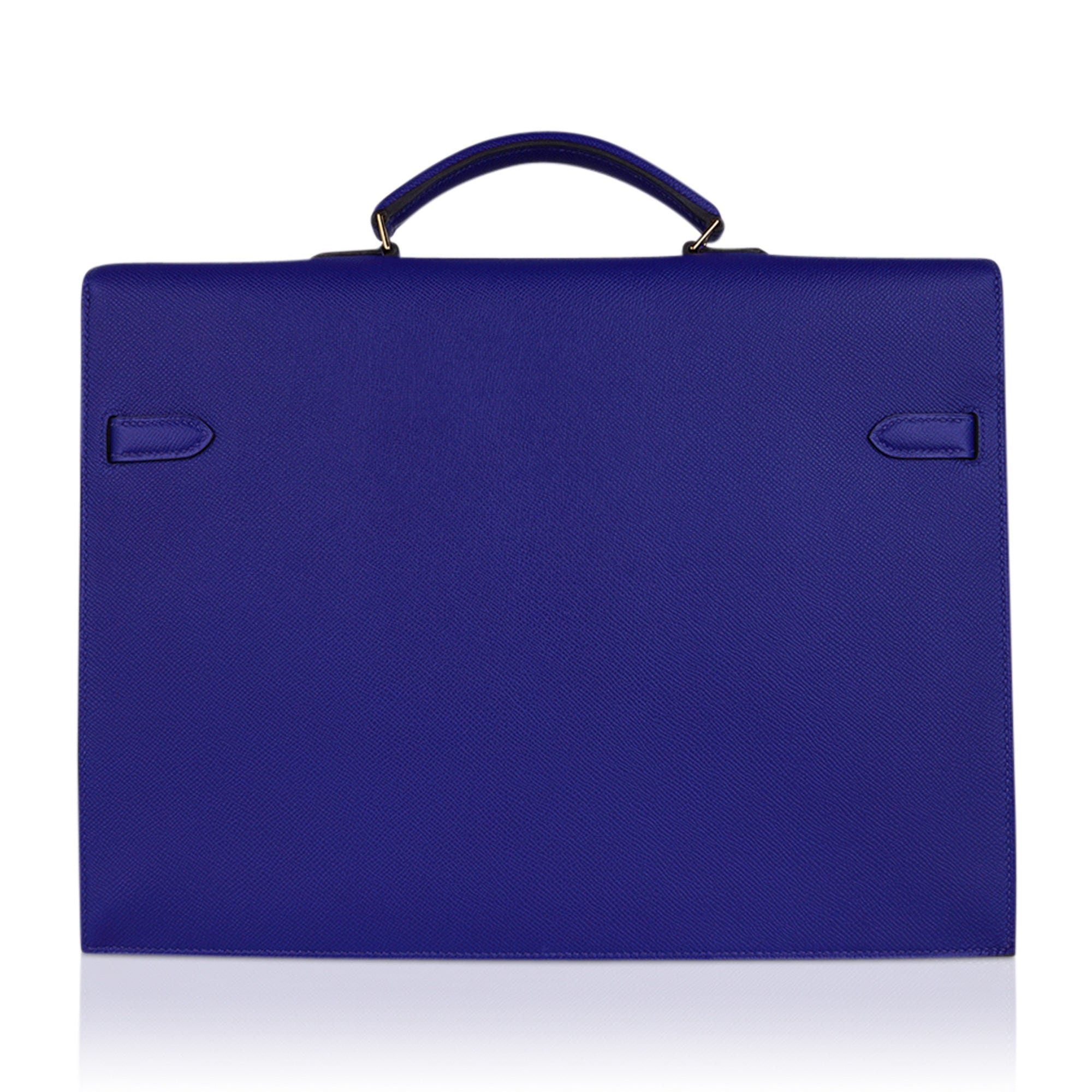 Hermes Special Order HSS Kelly Depeches 38 Briefcase Blue Electric