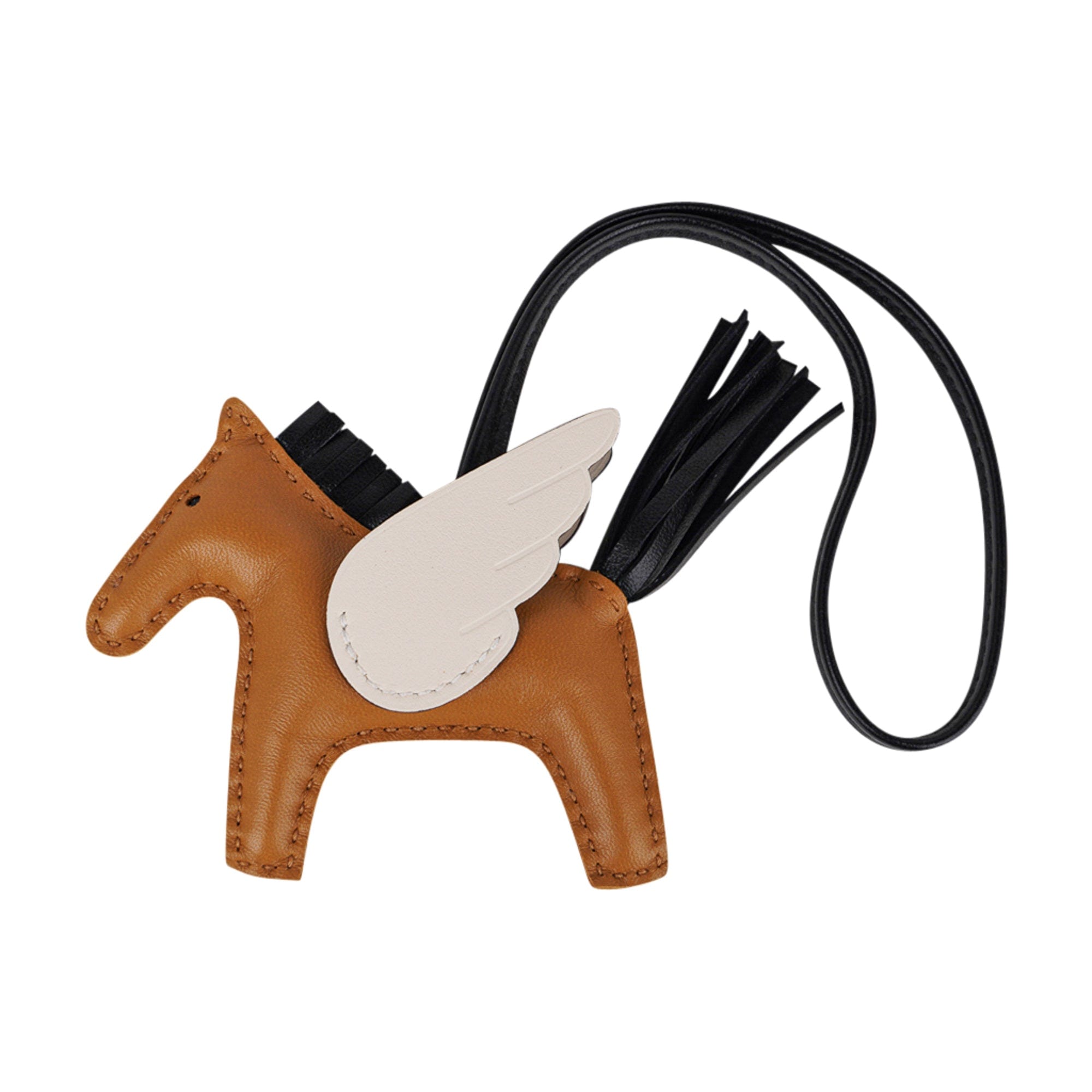 Hermes Sesame/Nata/Black Pegasus Horse Rodeo Bag Charm PM