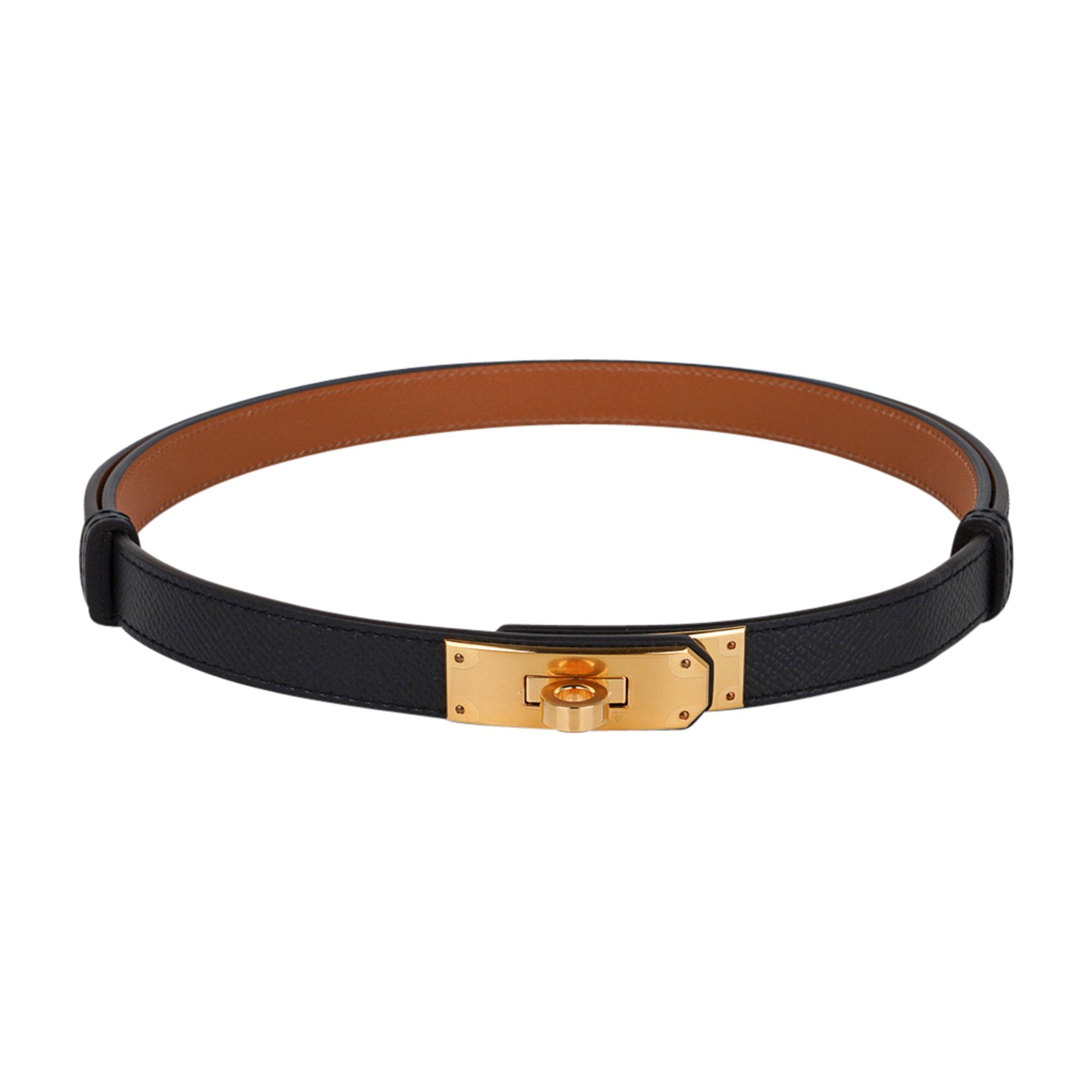 Hermès Vintage - Epsom Kelly Belt - Black Gold - Leather Belt