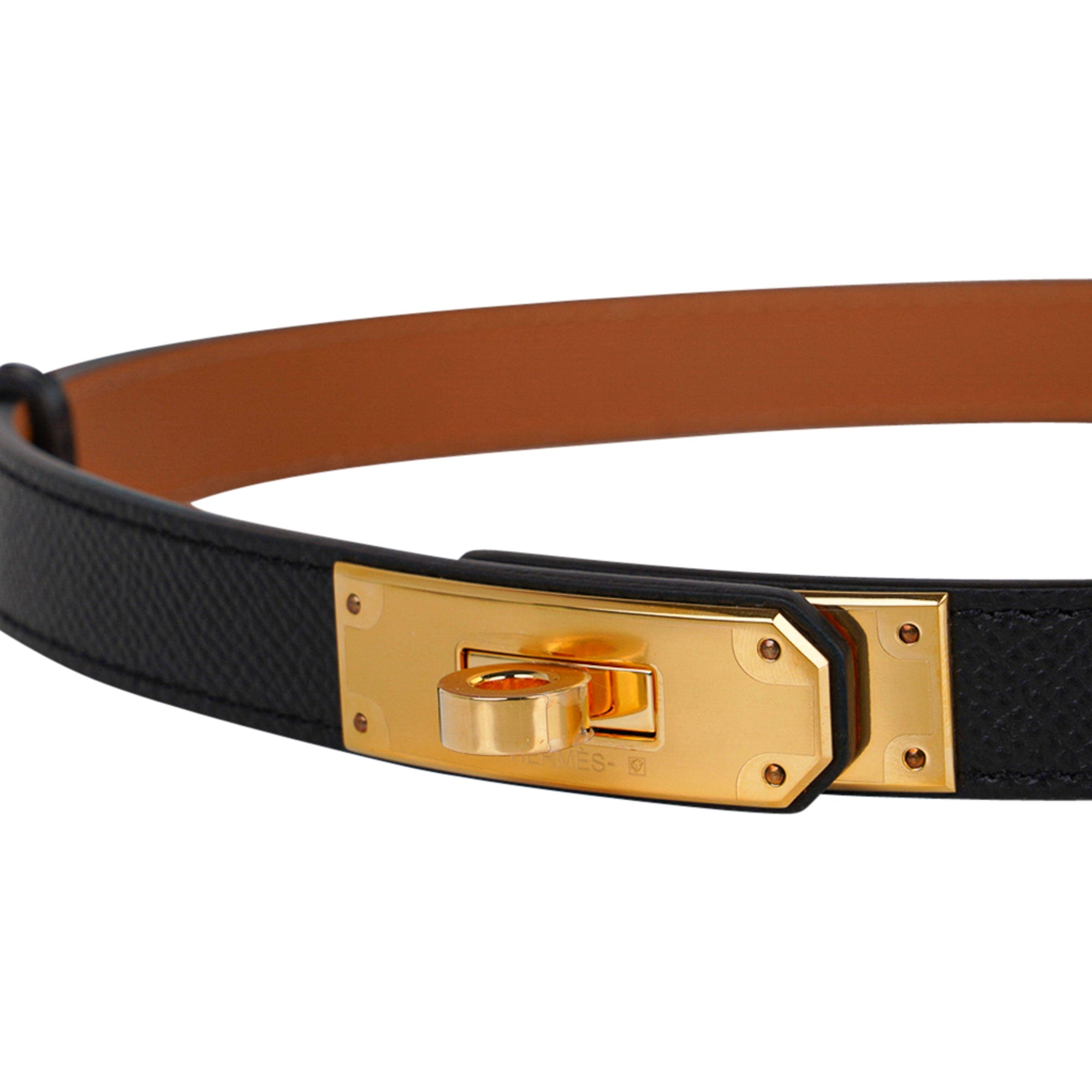 NEW HERMES Gold Epsom Rose GHW Kelly 18 Belt One Size Adjustable (  $1025+tax)