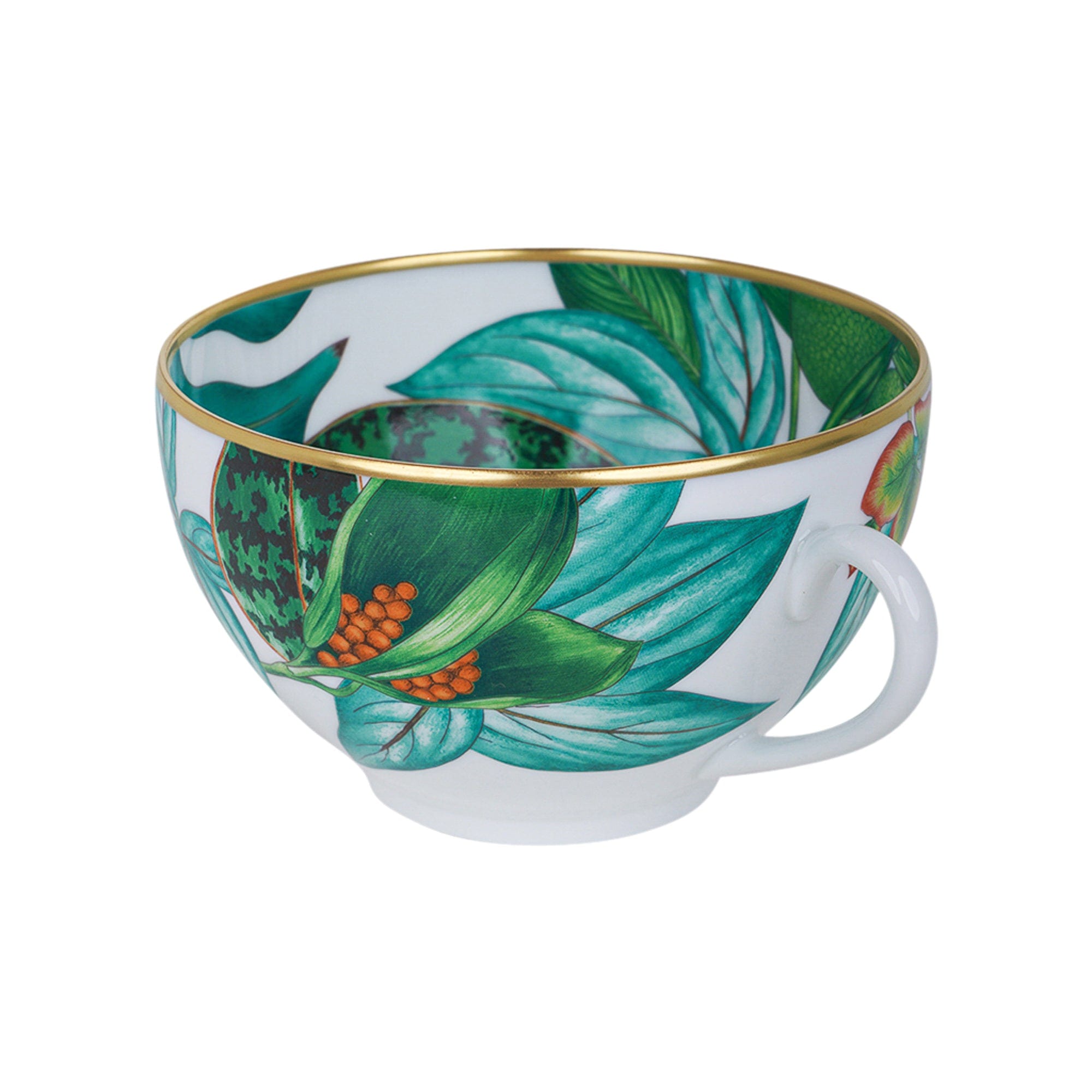 Hermes Passifolia Tea Cup Saucer Tableware 2 set Green Botanical Floral New  Auth