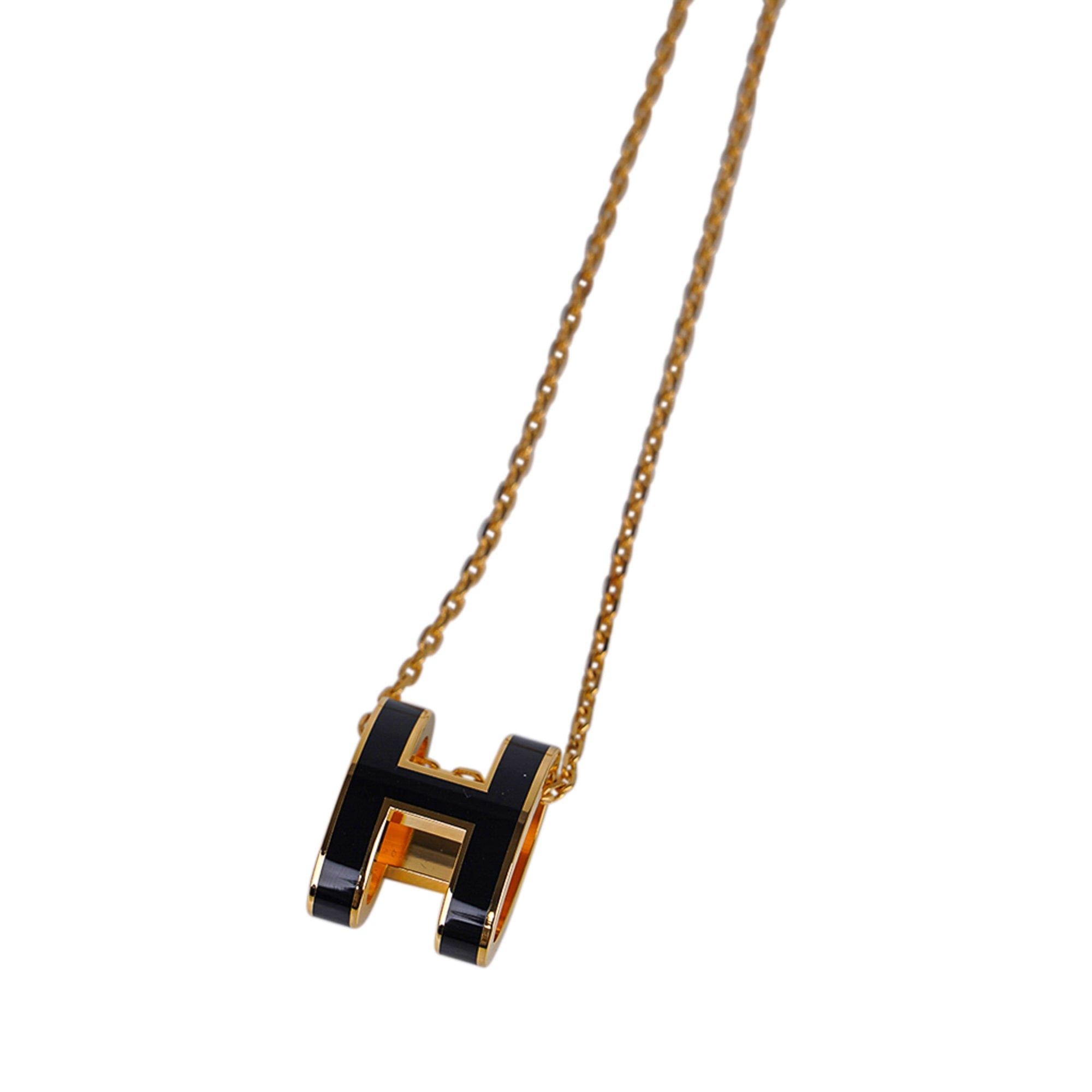 New Hermes Mini Pop H Pendant Necklace Black Rose Gold with Hermes Box  & Bag