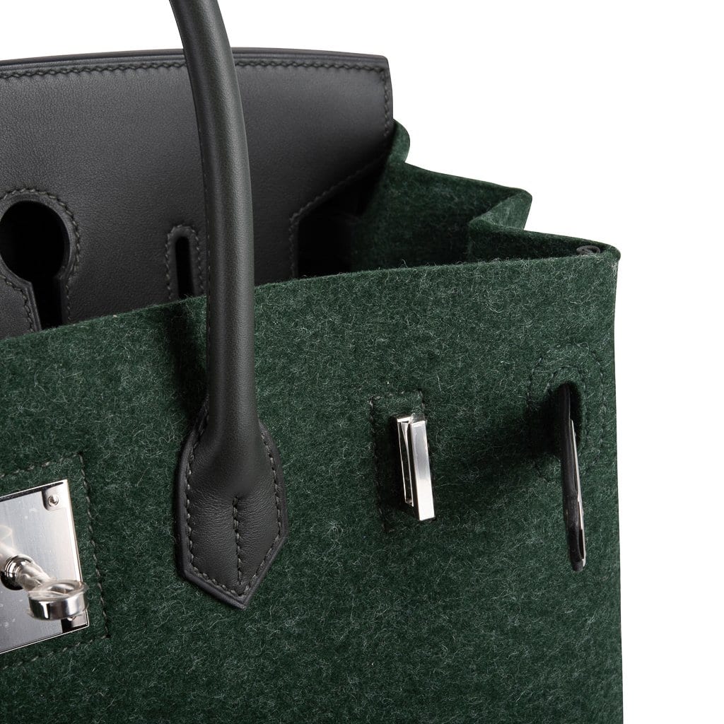 Hermes Birkin Bag 35cm Limited Edition Bi-Color Vert Anglais Feutre Vert  Cypress Swift Palladium Hardware