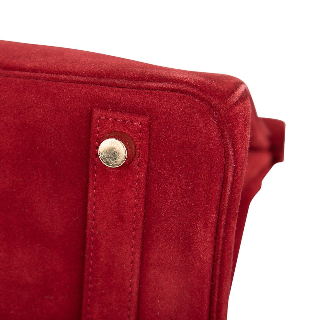 Hermes Birkin 25 Doblis Bag Rouge Vif Suede Gold Hardware – Mightychic