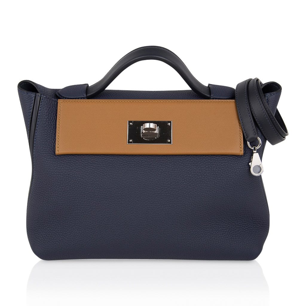 HERMÈS 24/24 - 21 handbag in Bleu Nuit, Black, Caban and Bleu