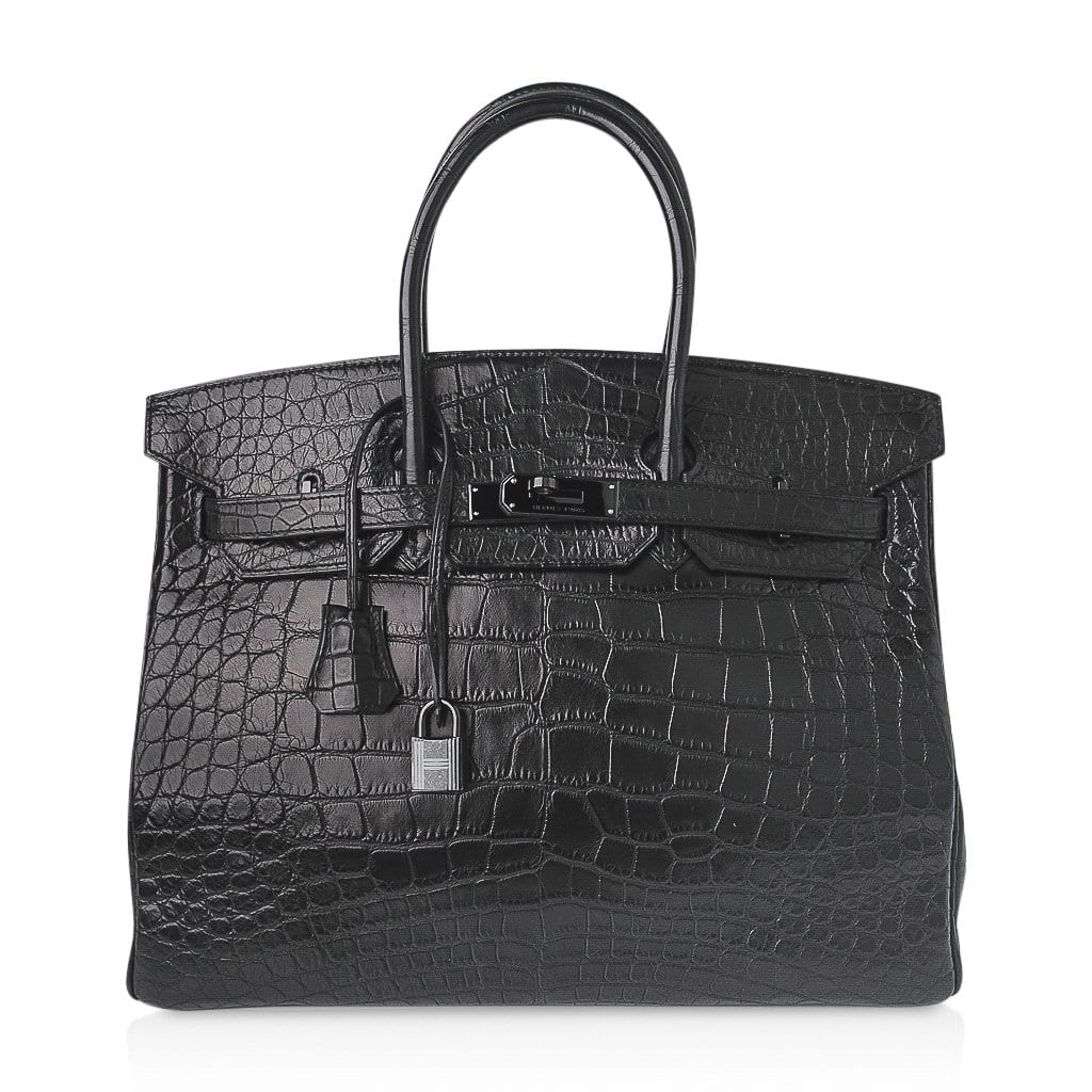 Hermes Birkin 35 Bag So Black Limited Edition Matte Black Alligator