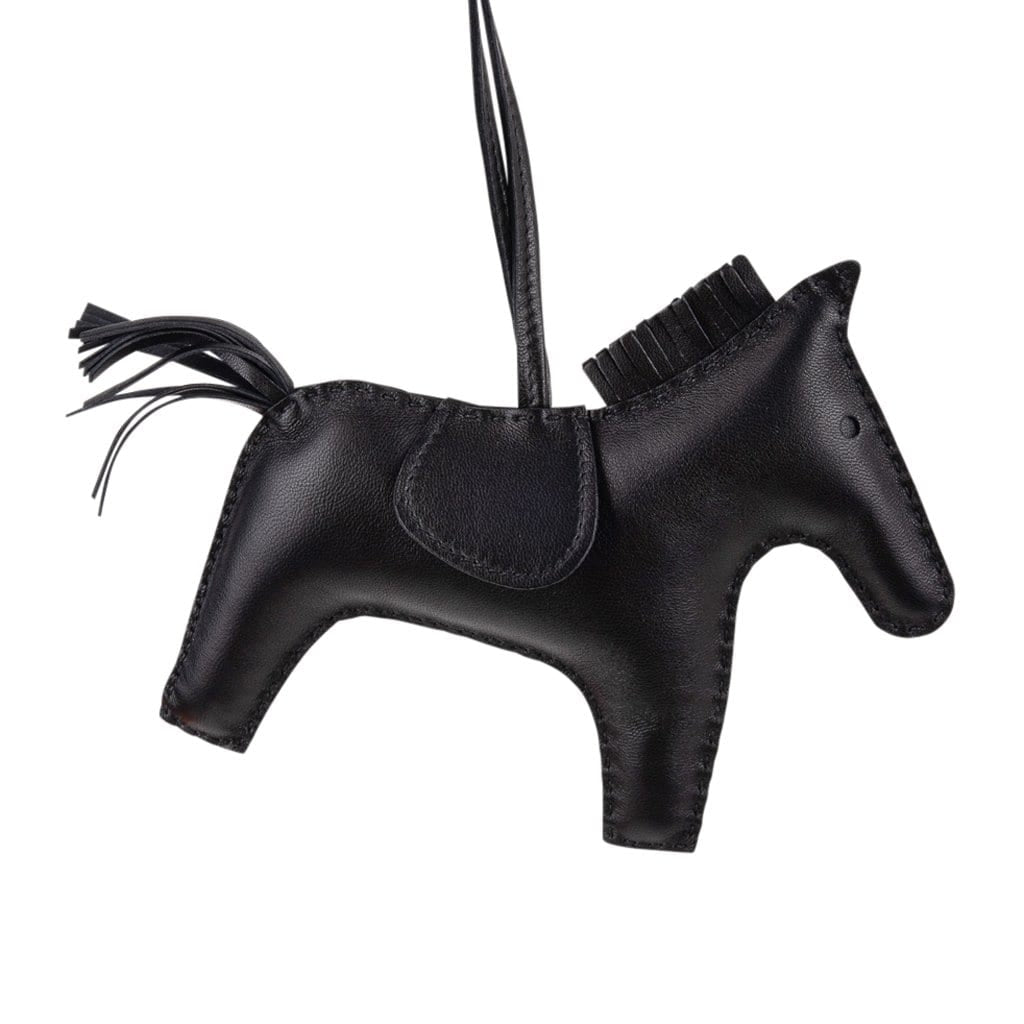 Hermes Black/Gold/Bleu Zanzibar Grigri Horse Rodeo Bag Charm PM Black Madison Avenue Couture