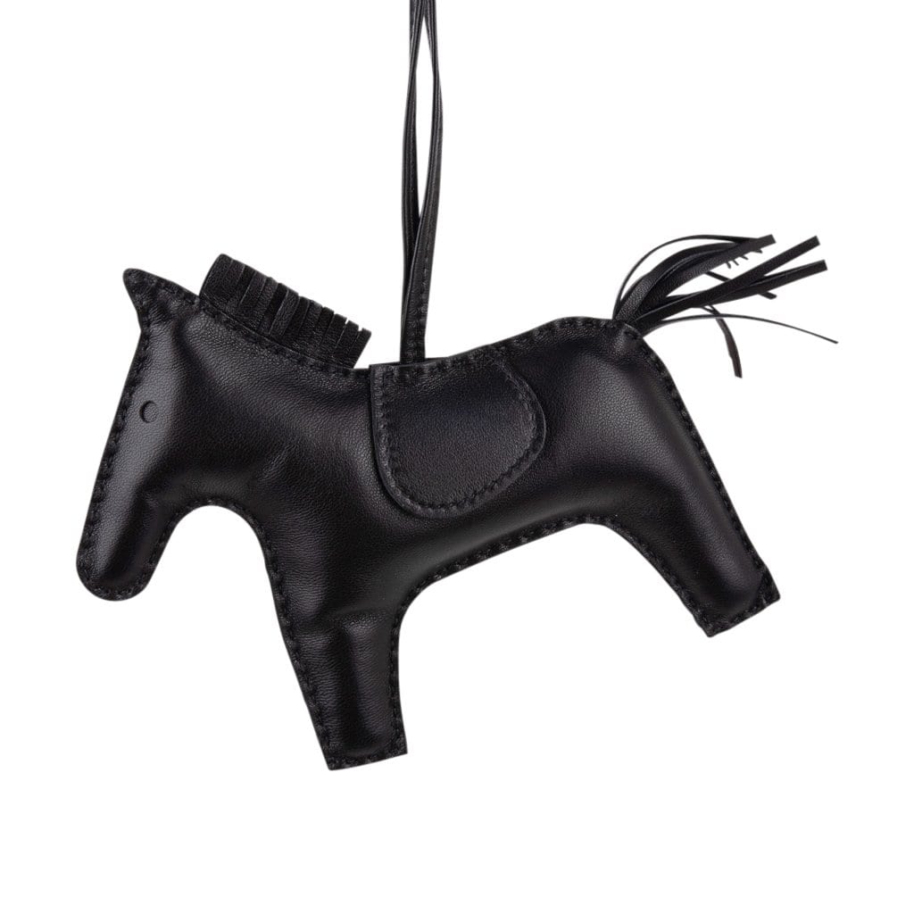 Hermes Black/Gold/Bleu Zanzibar Grigri Horse Rodeo Bag Charm PM Black Madison Avenue Couture