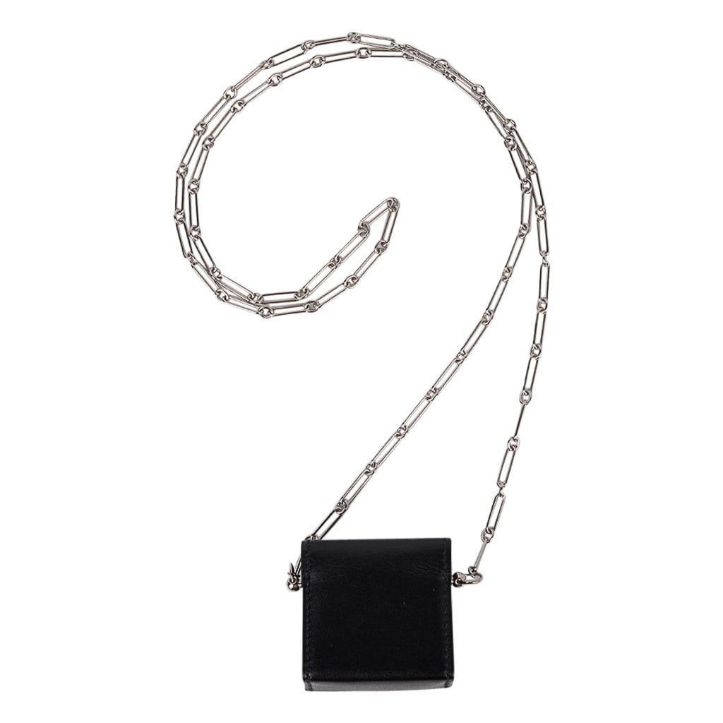 Hermes Micro Sac 46mm Noir Villandry Palladium Paper Clip Chain Bag Limited Edition