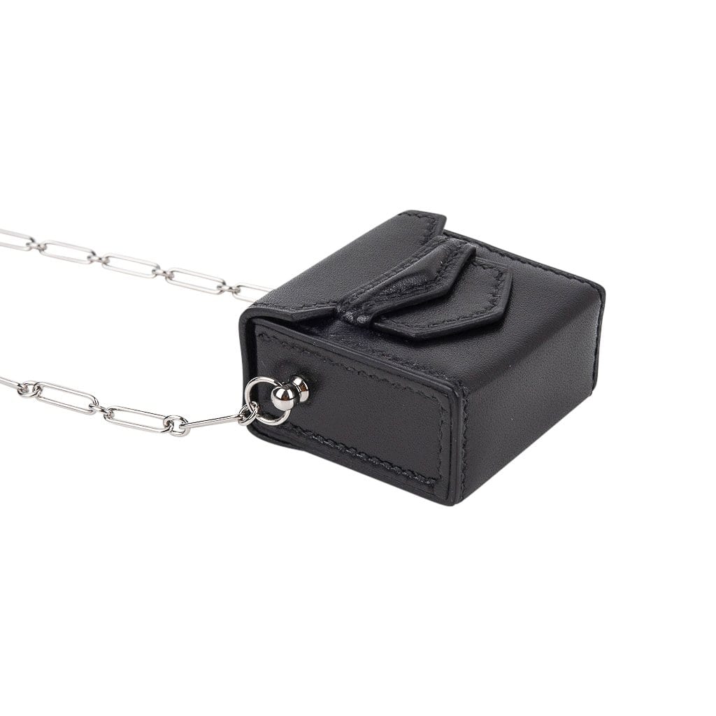 Hermes Micro Sac 46mm Noir Villandry Palladium Paper Clip Chain Bag Limited Edition