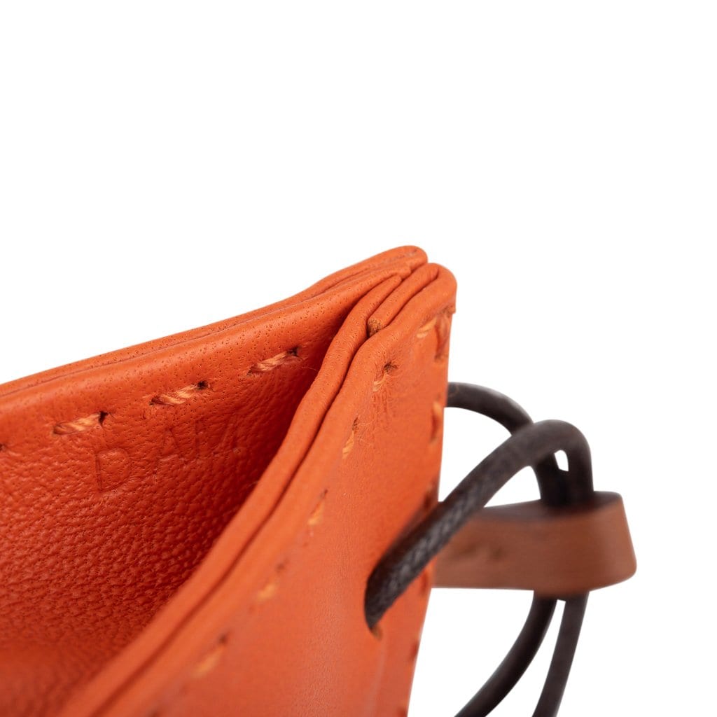 Hermes Orange/Gold Mio Leather SHOPPING BAG Le Duc Logo Bag Charm