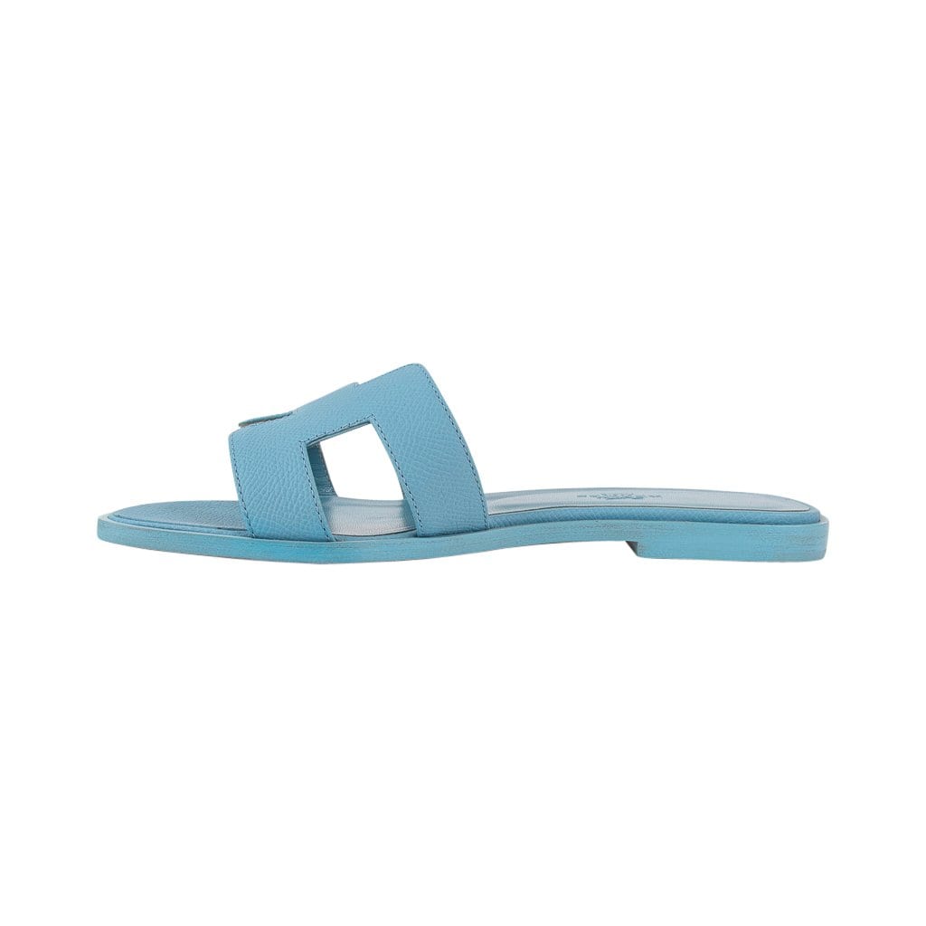 Hermes Oran Sandal Bleu Littoral Calfskin 37 / 7 new
