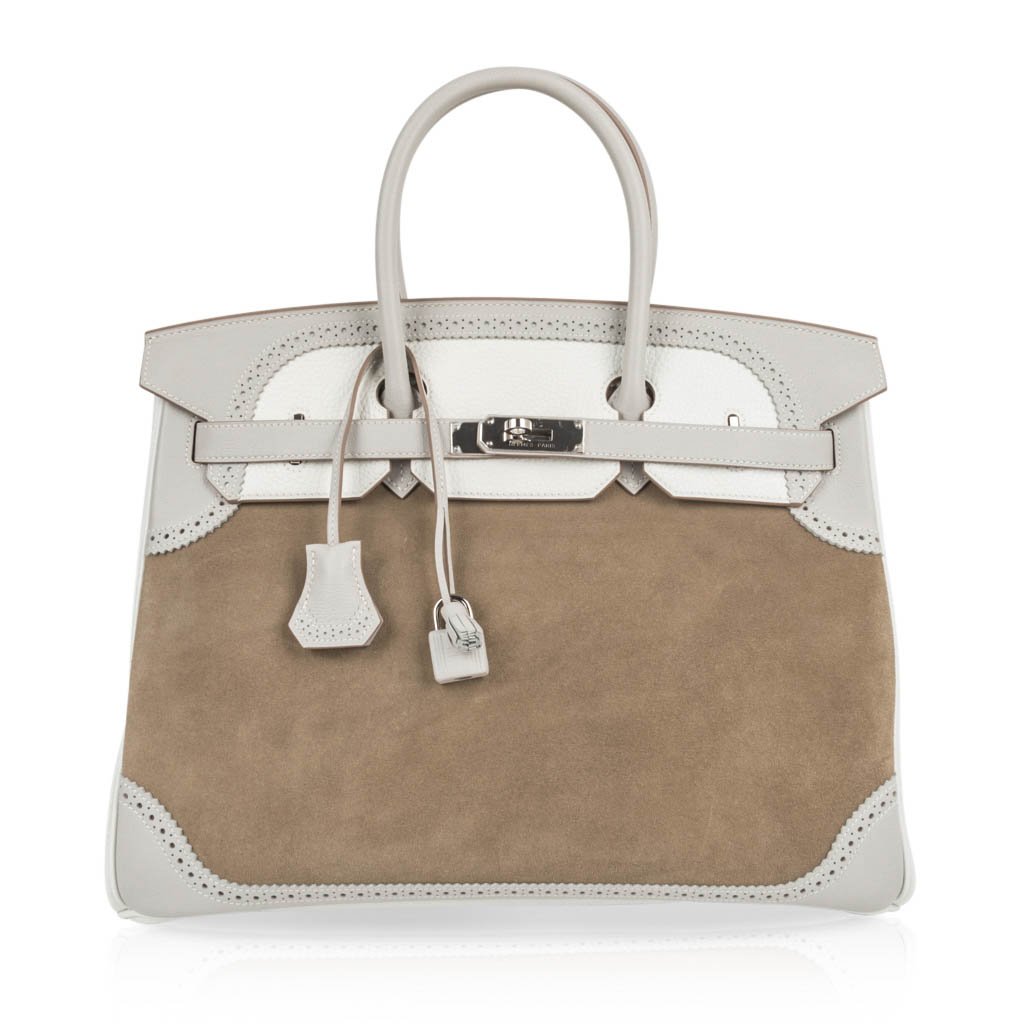 Hermes Birkin 35 Bag Grizzly Ghillies Gris Perle Gris Caillou Colour L –  Mightychic