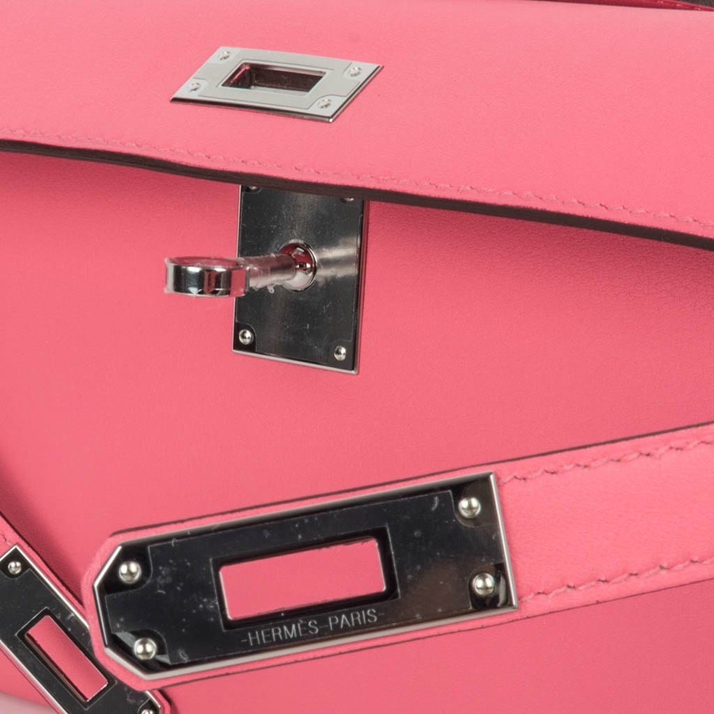 Hermes Kelly Cut Clutch Rose Sakura Swift Pink Palladium Hardware